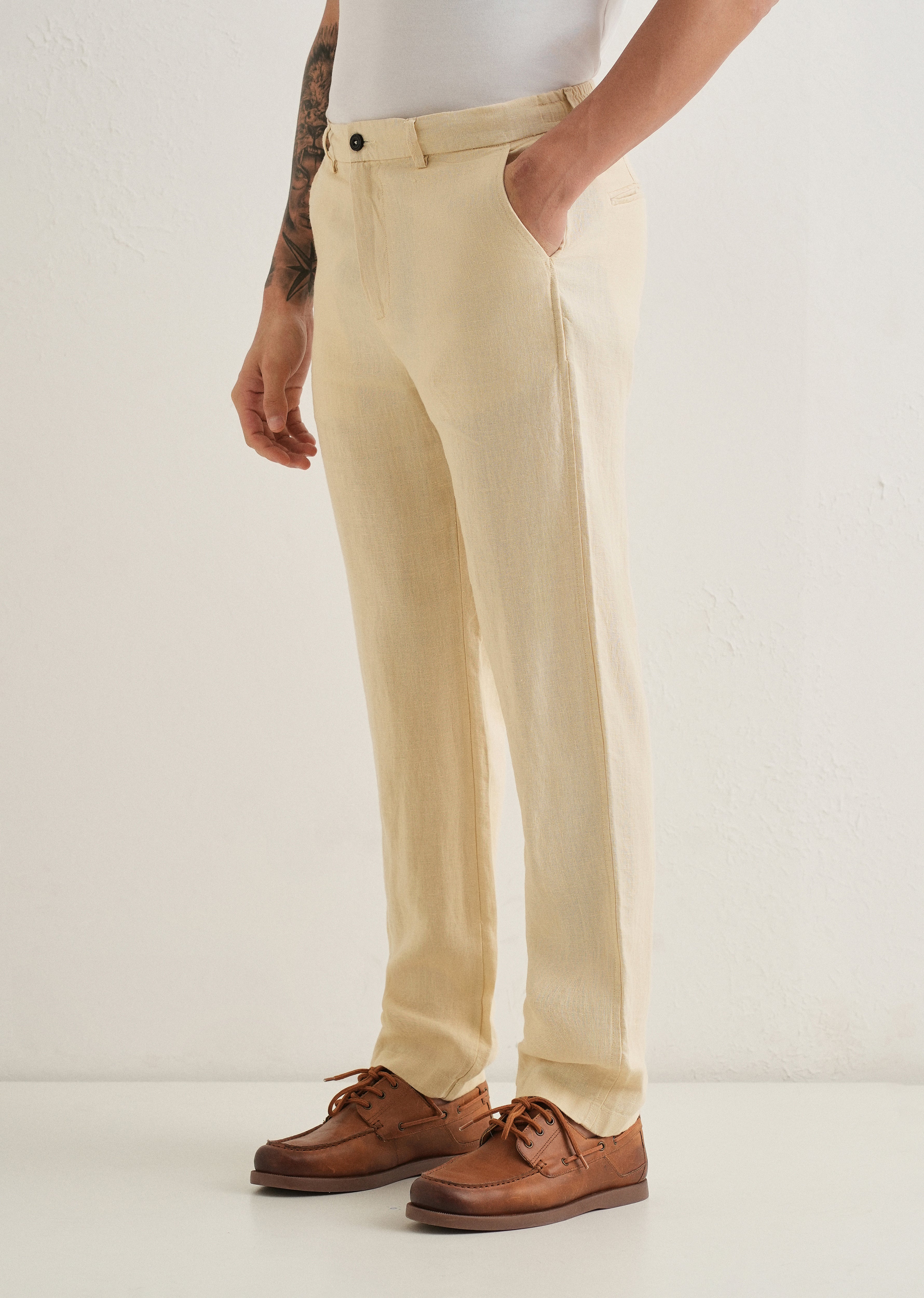 Ecru Cream Linen Pant
