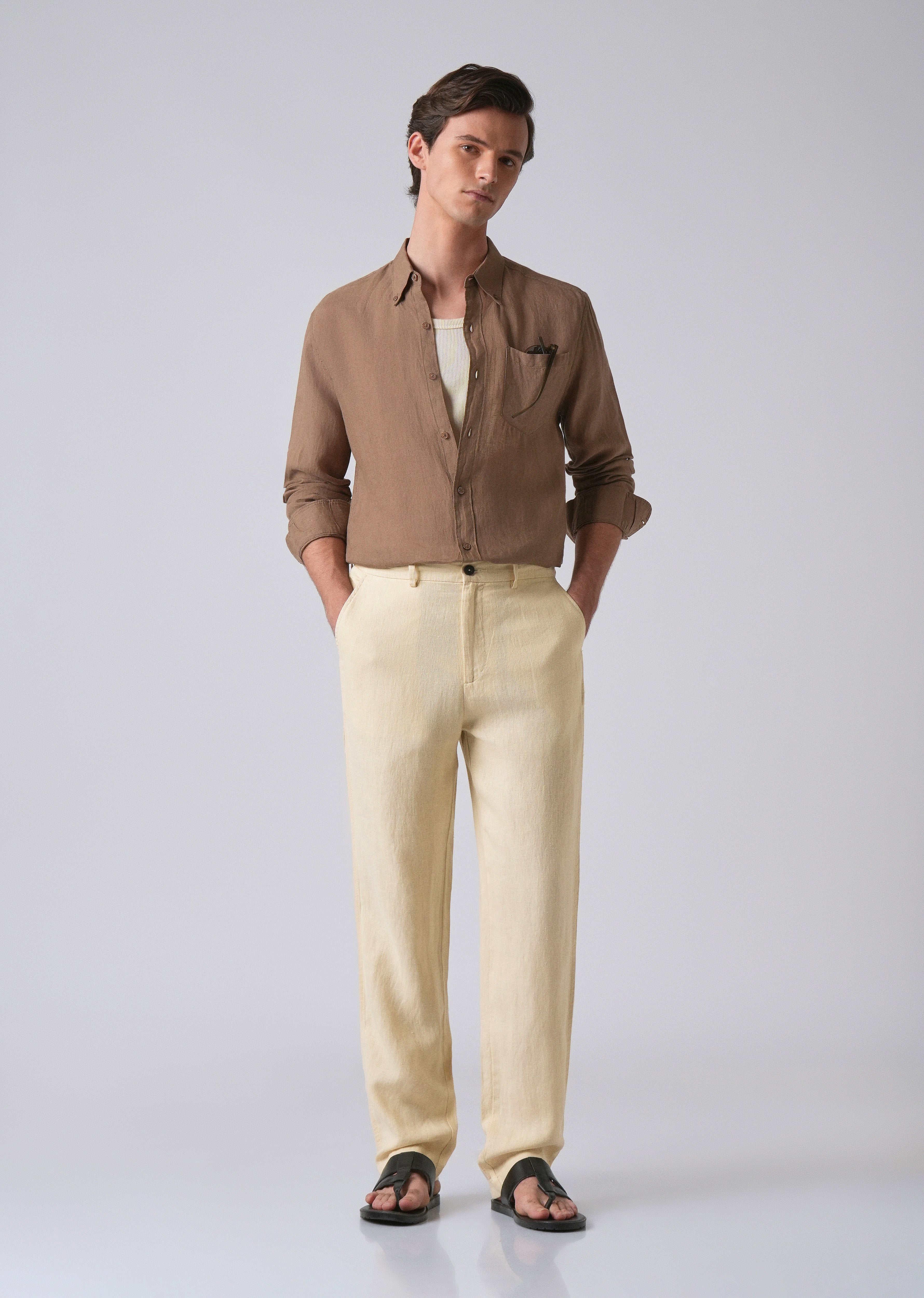 Ecru Cream Linen Pant