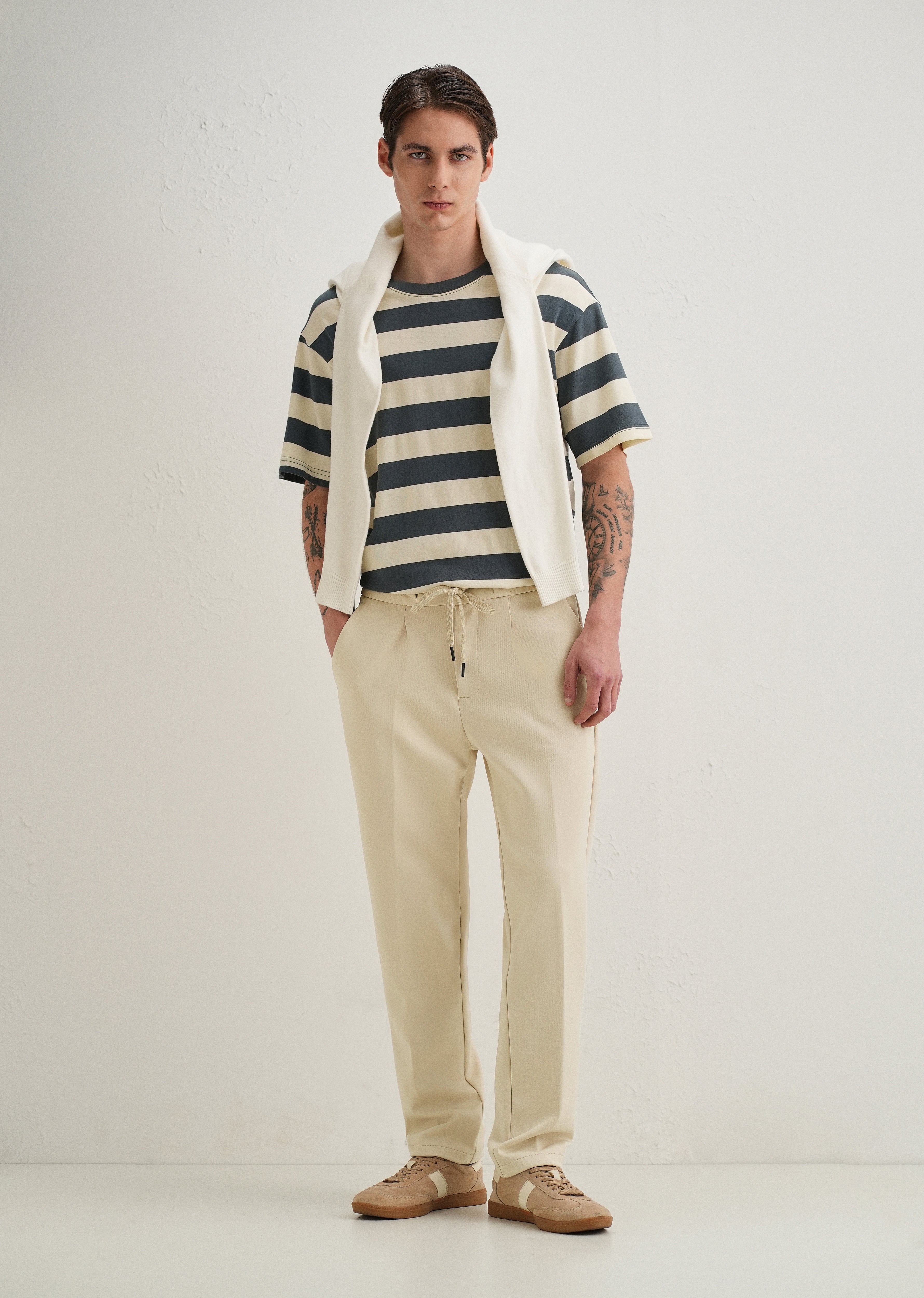 Ecru Drawstring Trousers