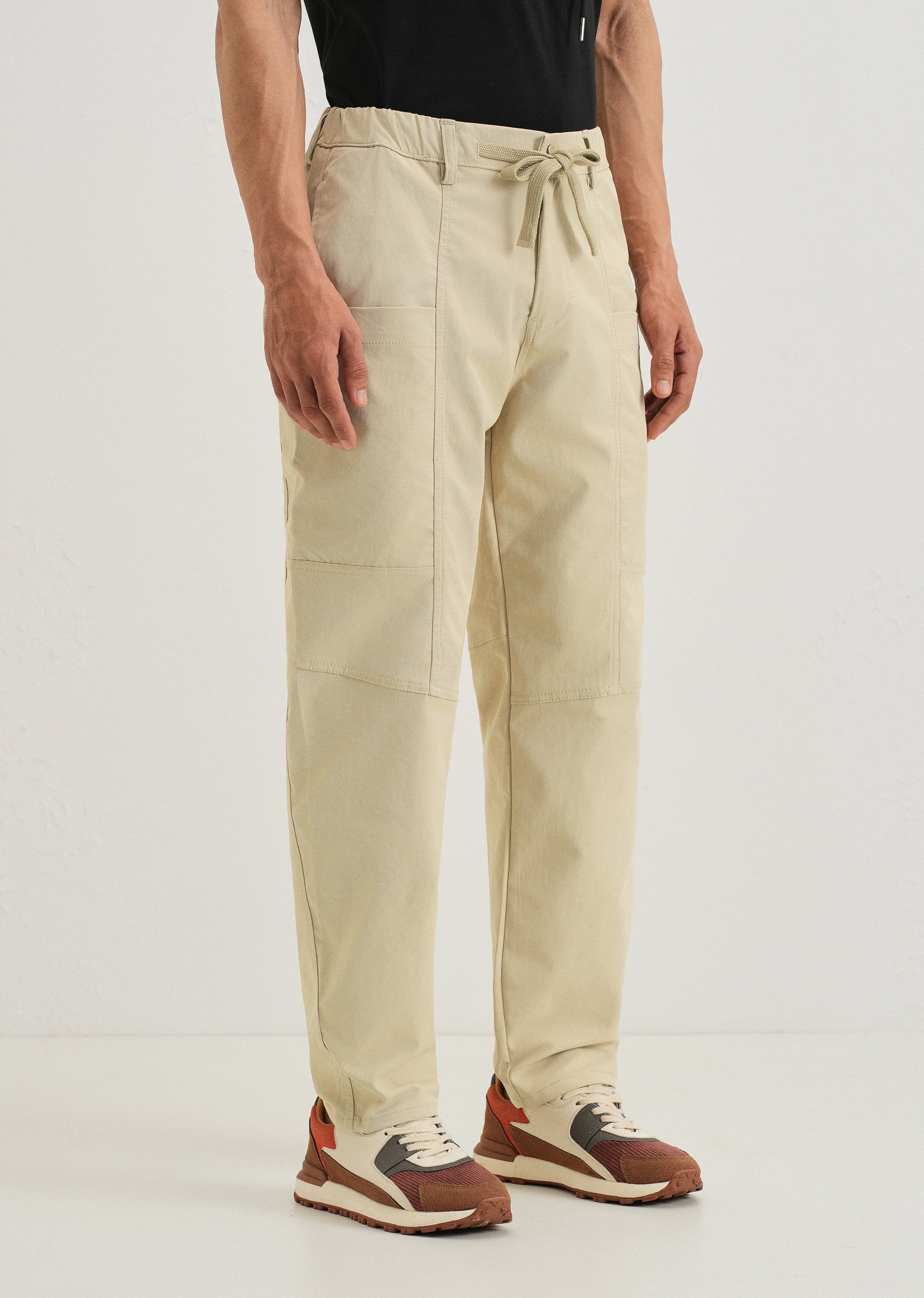 Ecru Drawstring Panel Cargo Pant