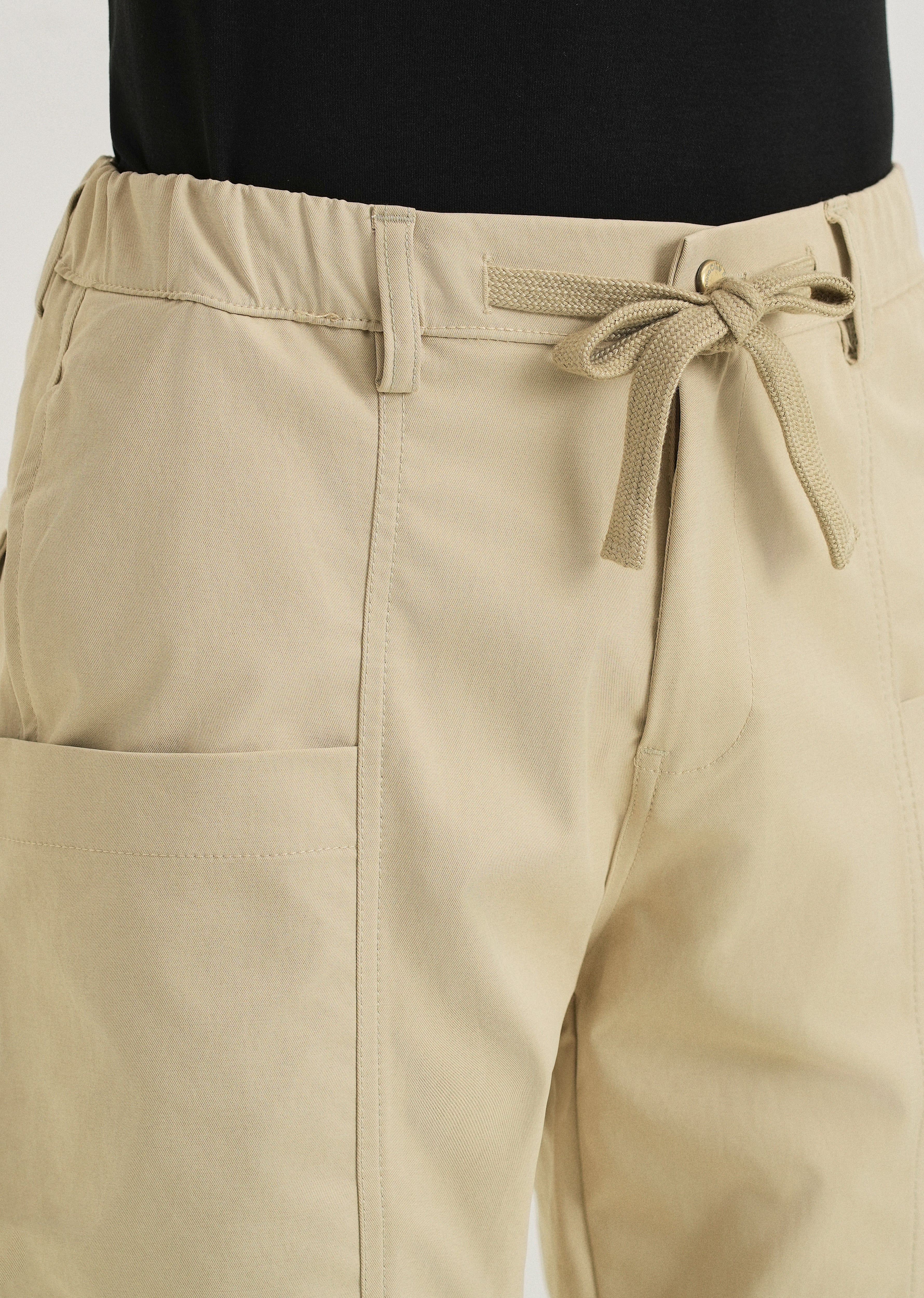 Ecru Drawstring Panel Cargo Pant
