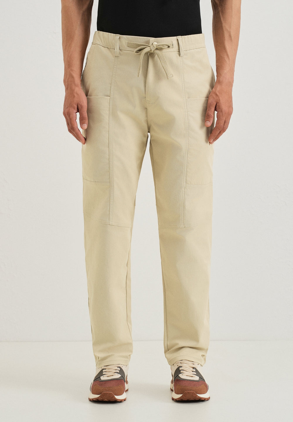 Ecru Drawstring Panel Cargo