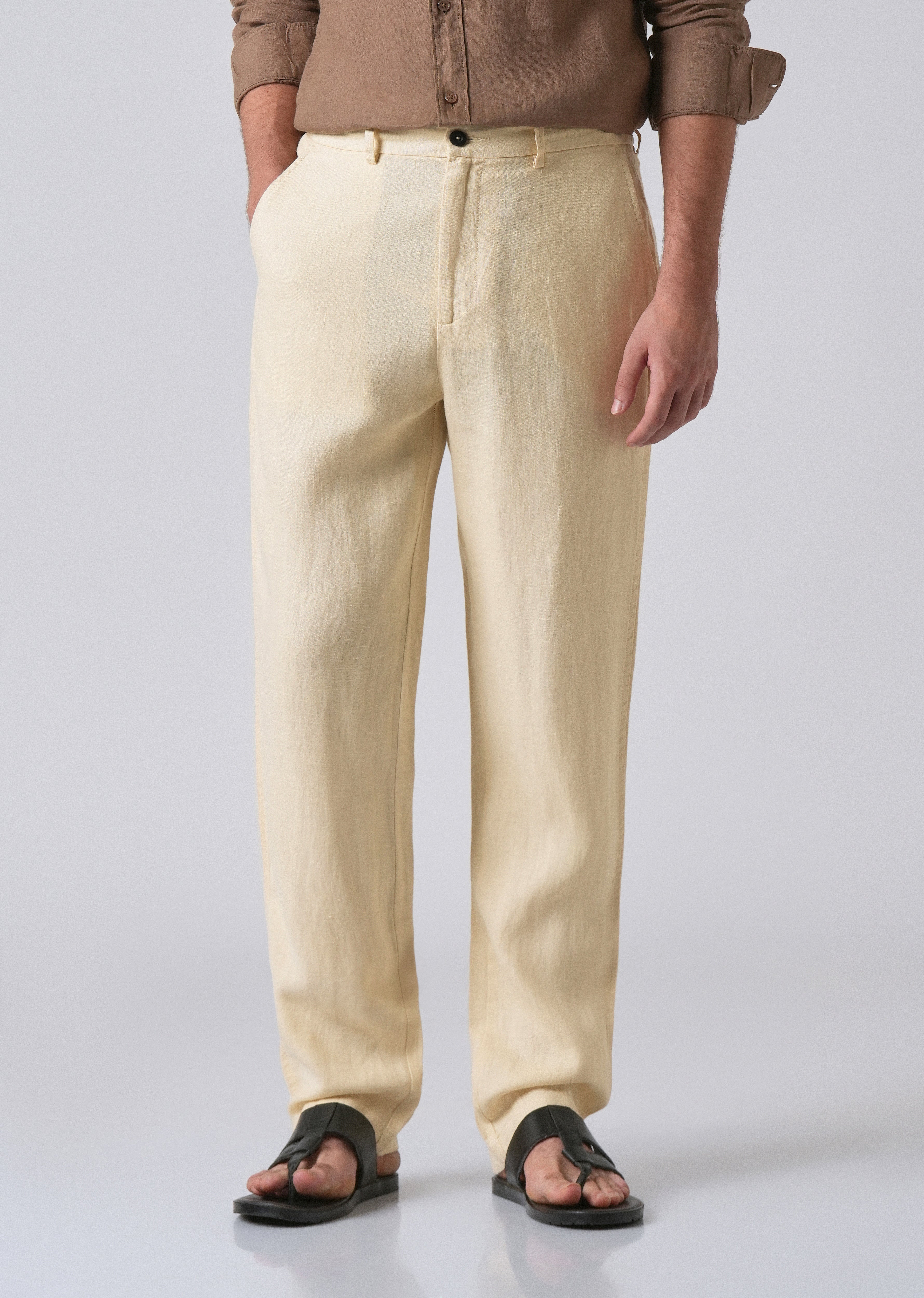Ecru Cream Linen Pant