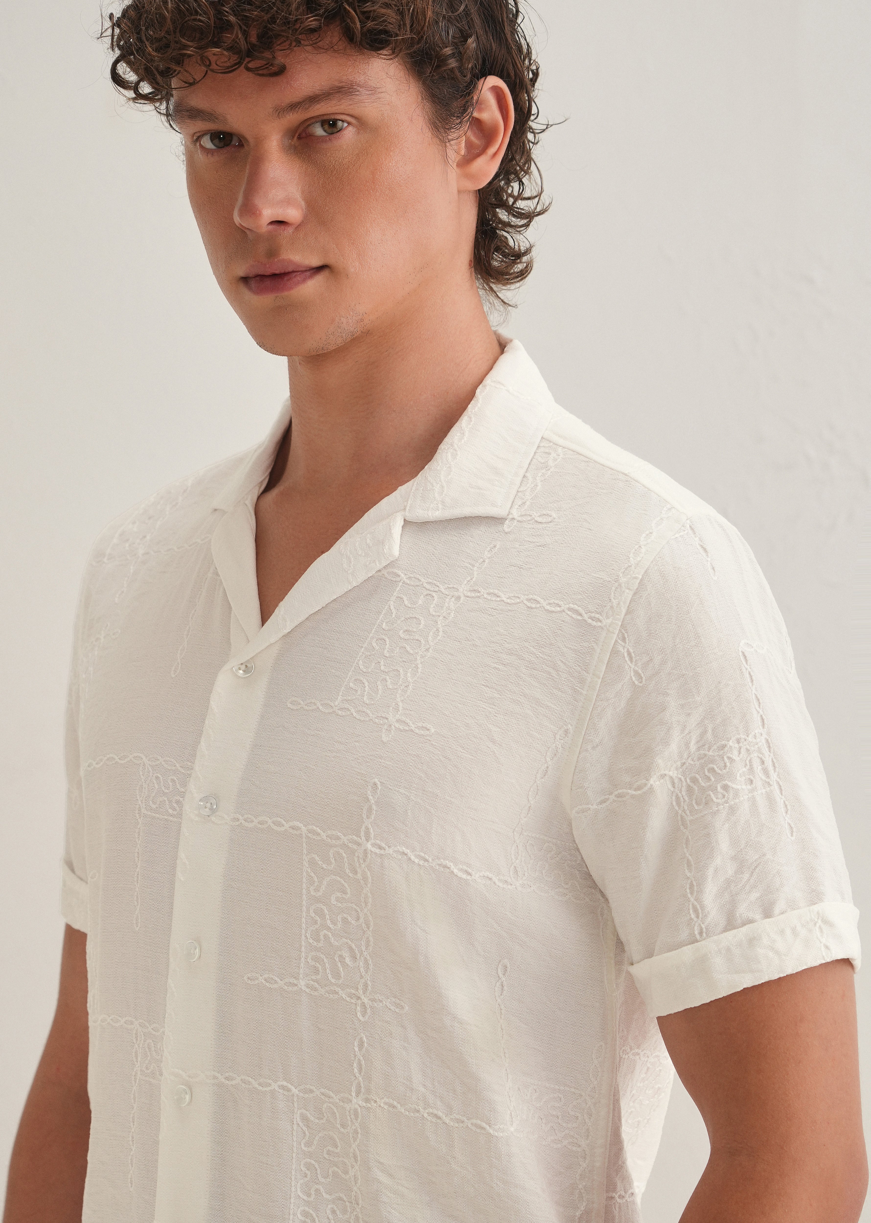 Cloud White Embroidery Shirt