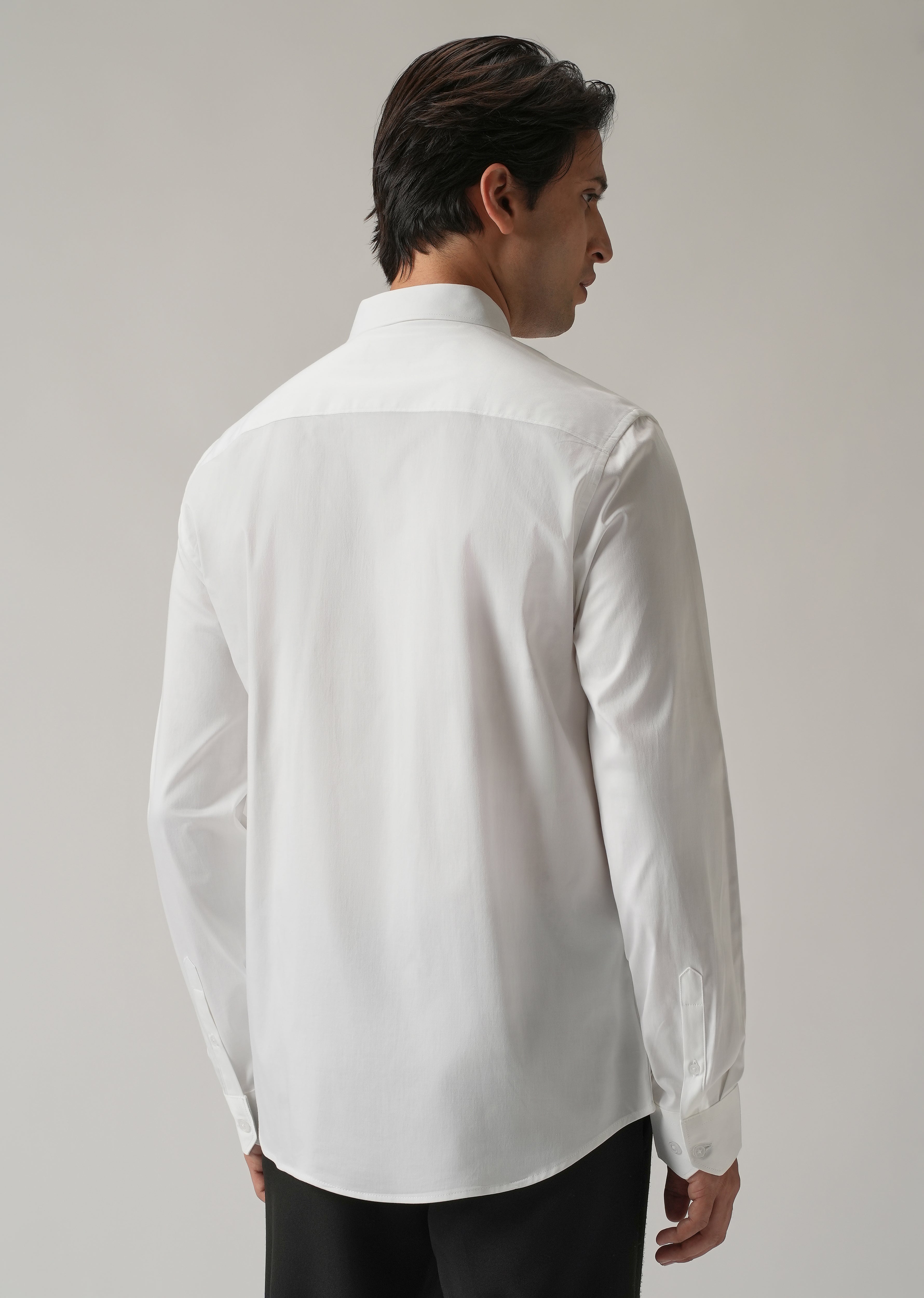 Embroidered Panel White Designer Shirt