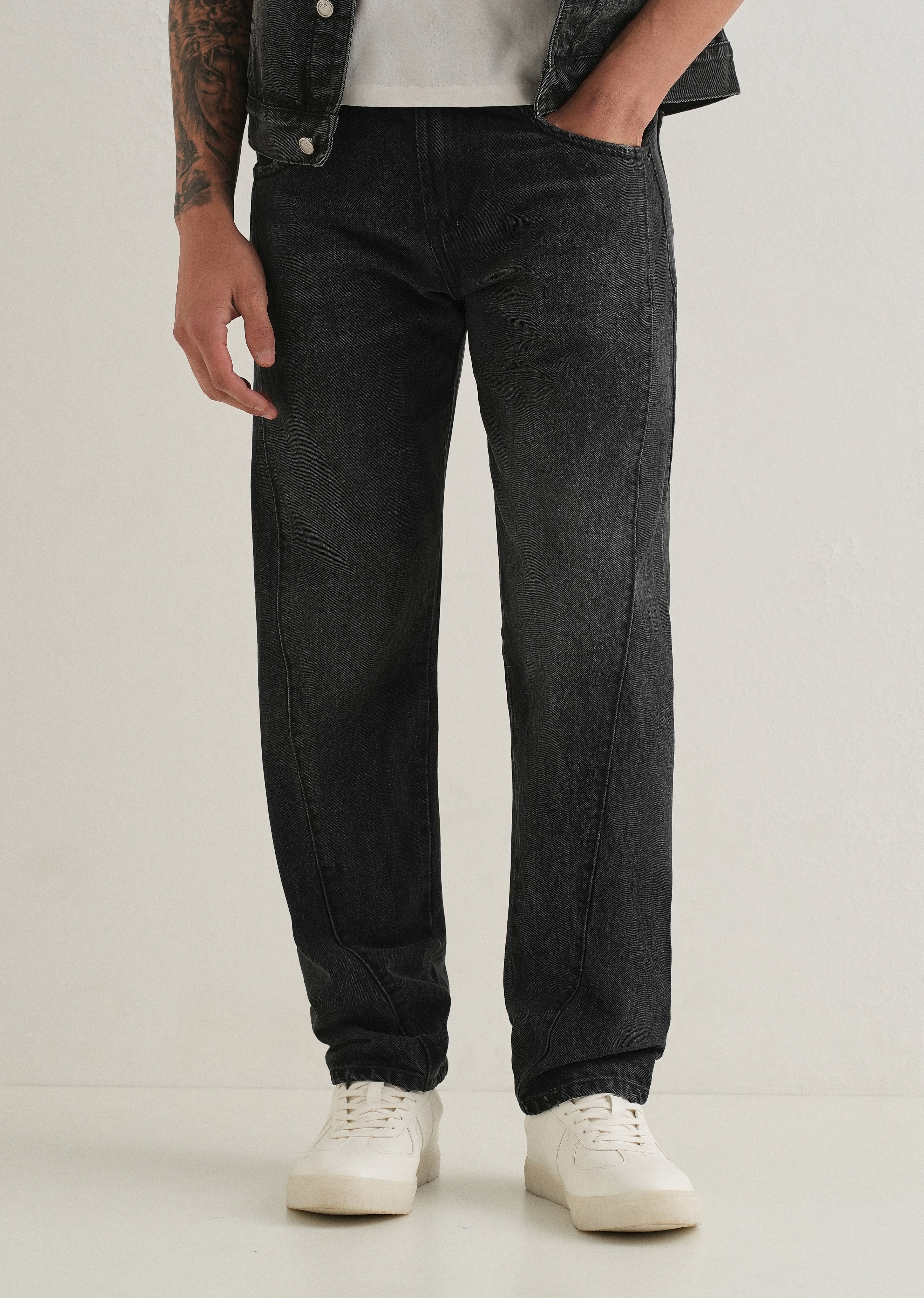 Faded Black Straight Fit Denim