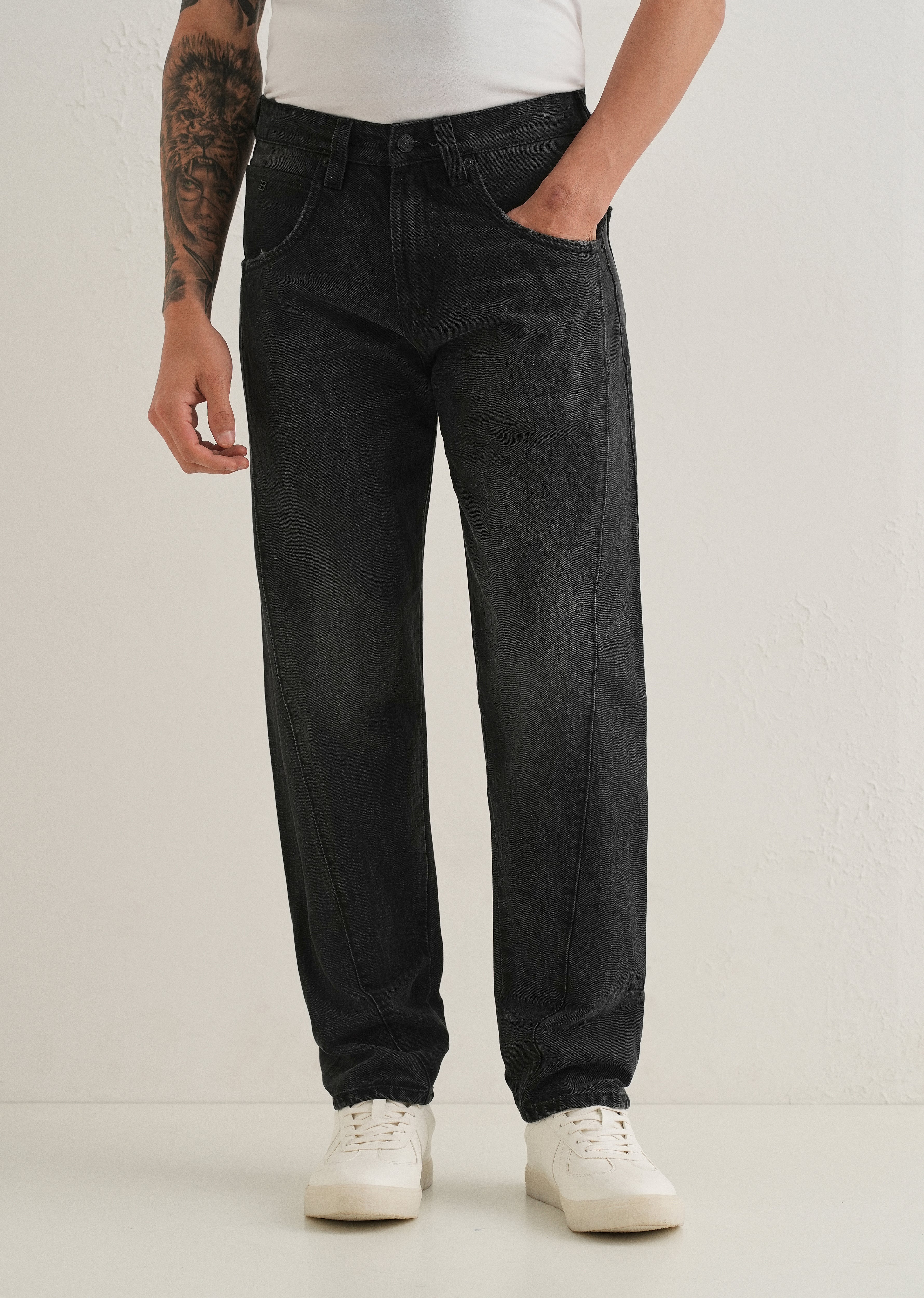 Faded Black Straight Fit Denim
