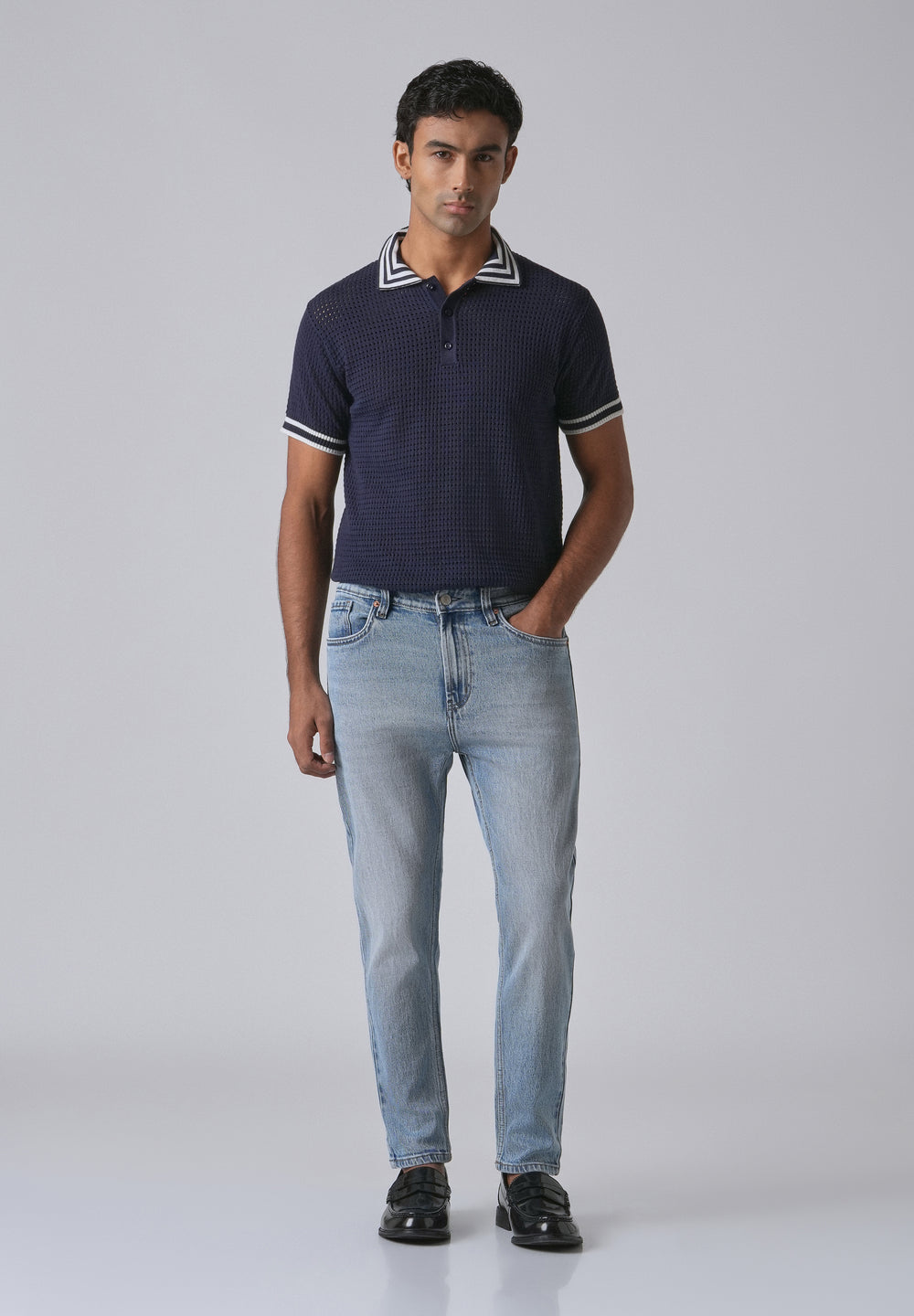 Faded Light Blue Straight Fit Denim