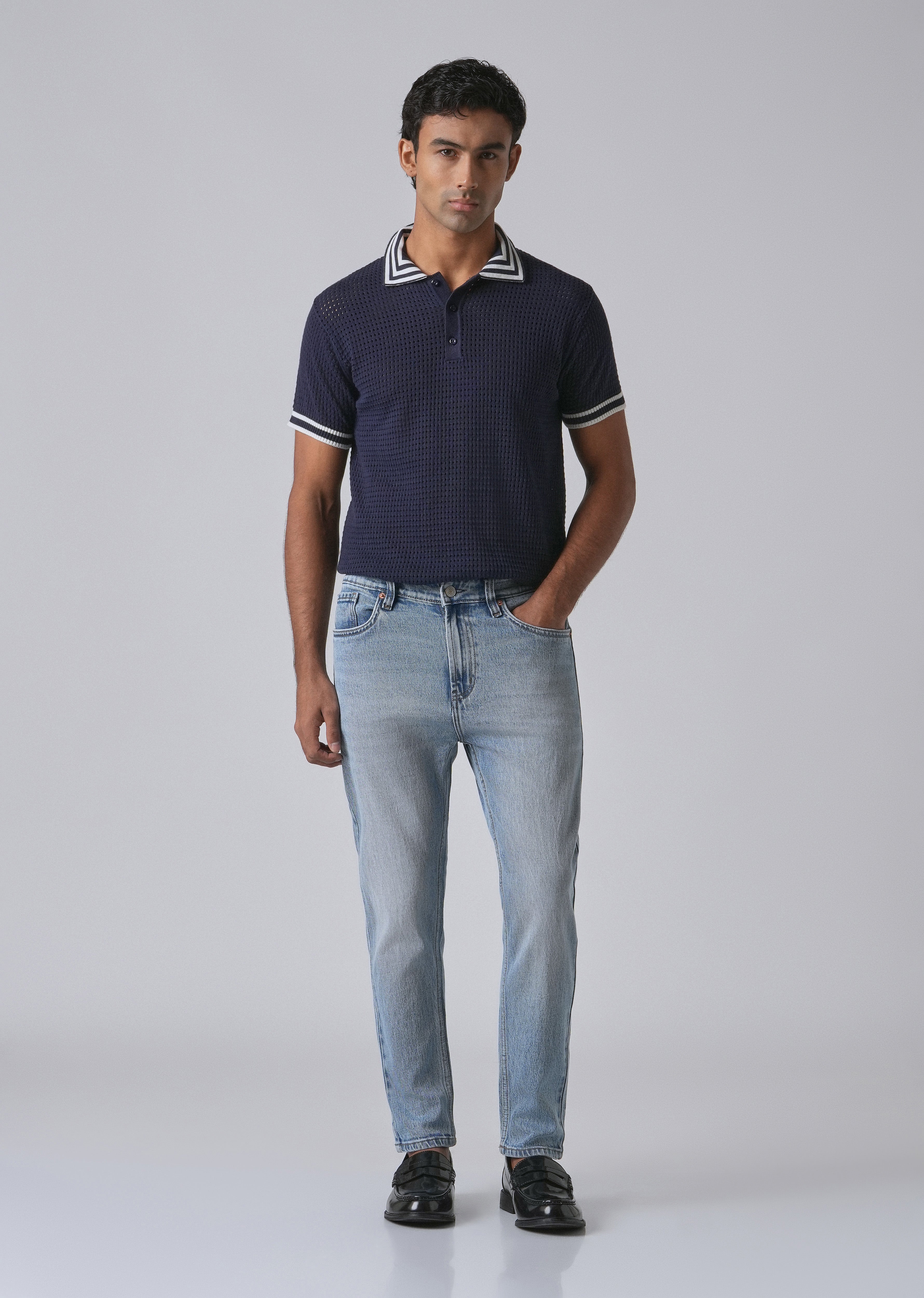 Faded Light Blue Carrot Fit Denim