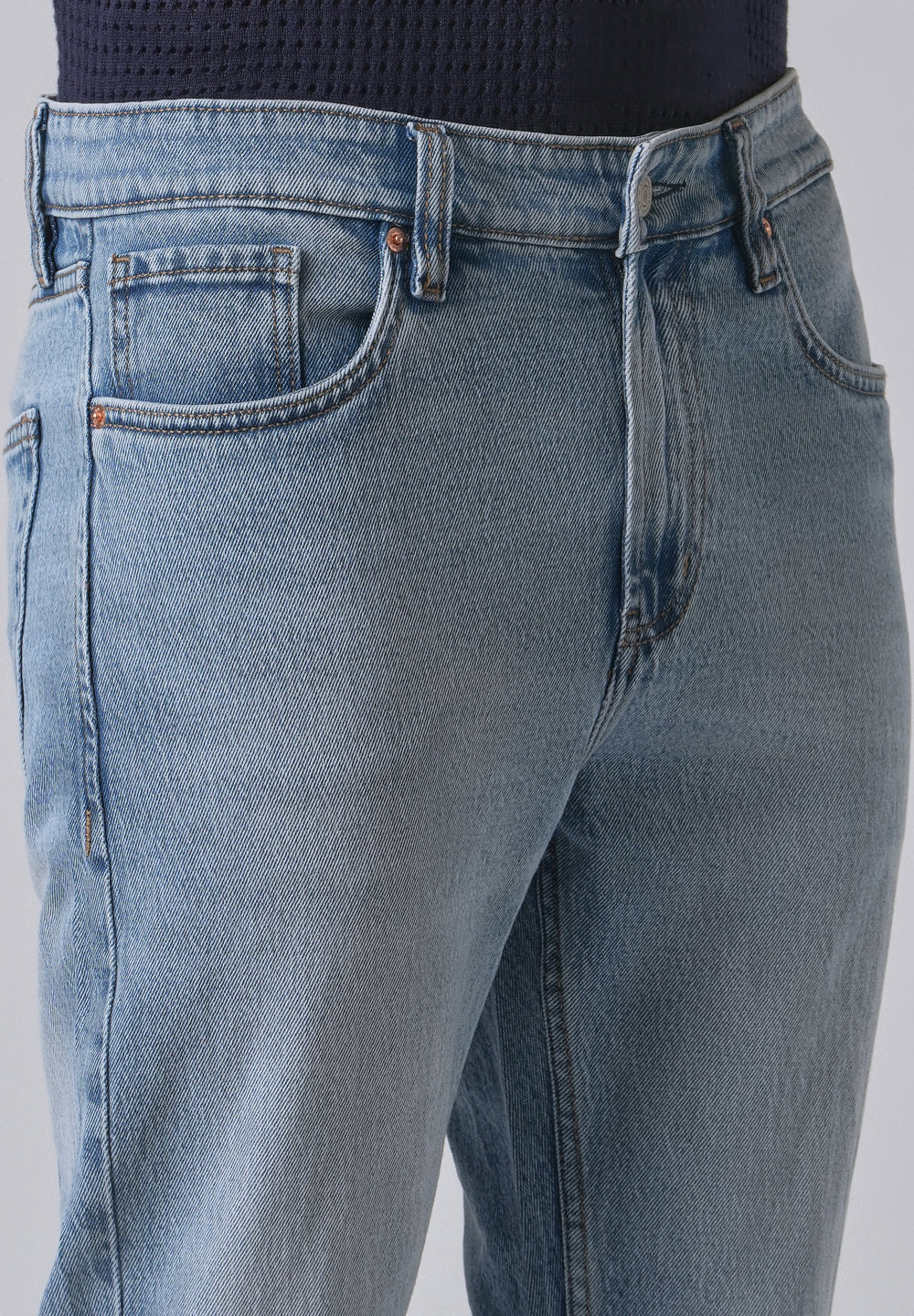 Faded Light Blue Straight Fit Denim