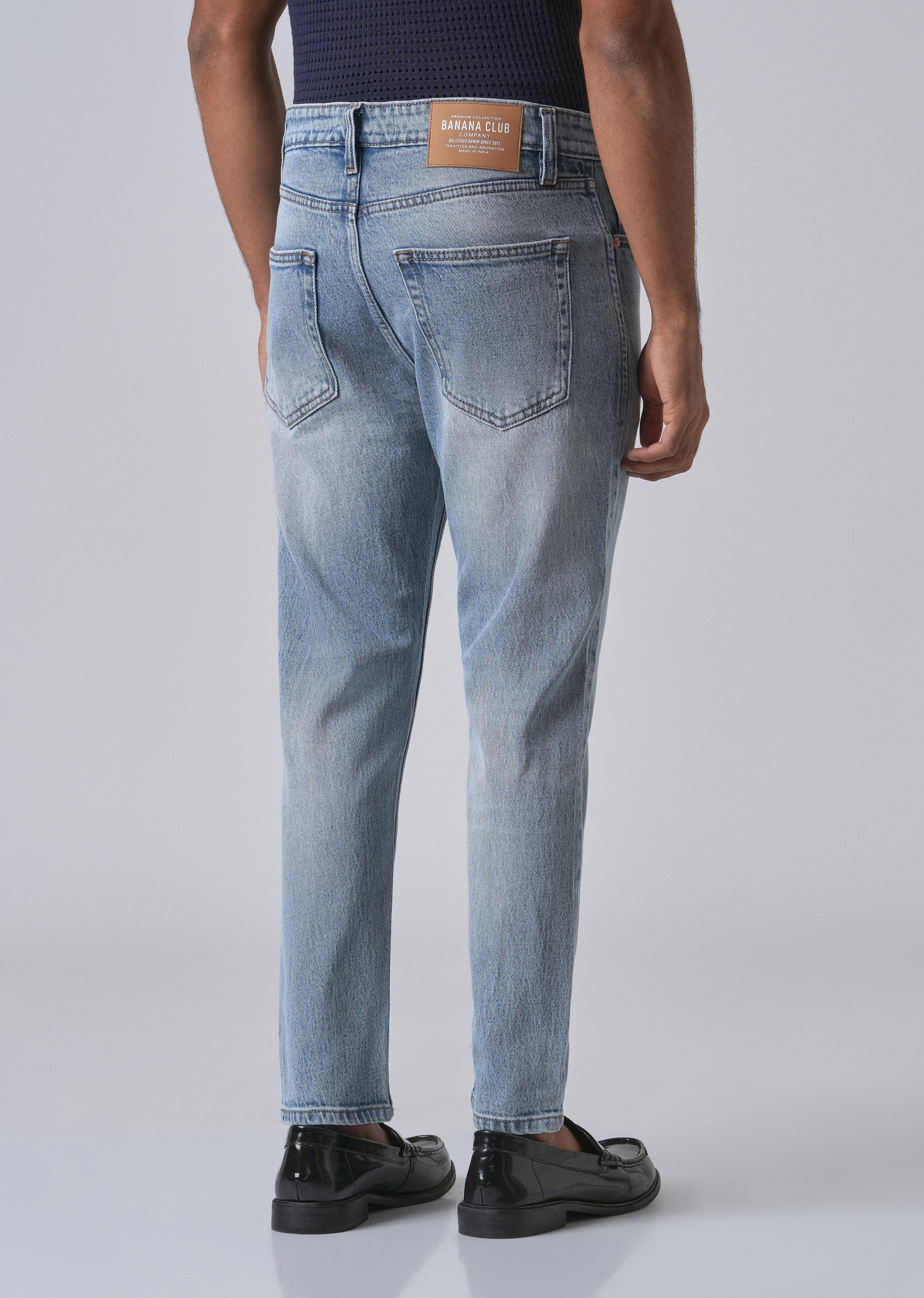Faded Light Blue Carrot Fit Denim