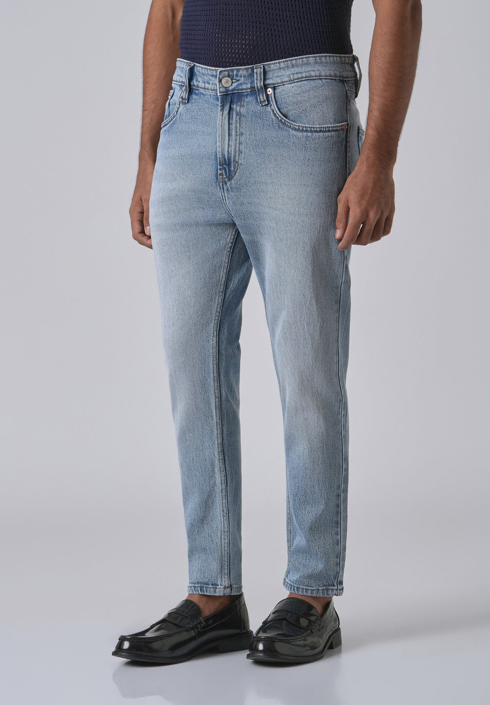 Faded Light Blue Straight Fit Denim