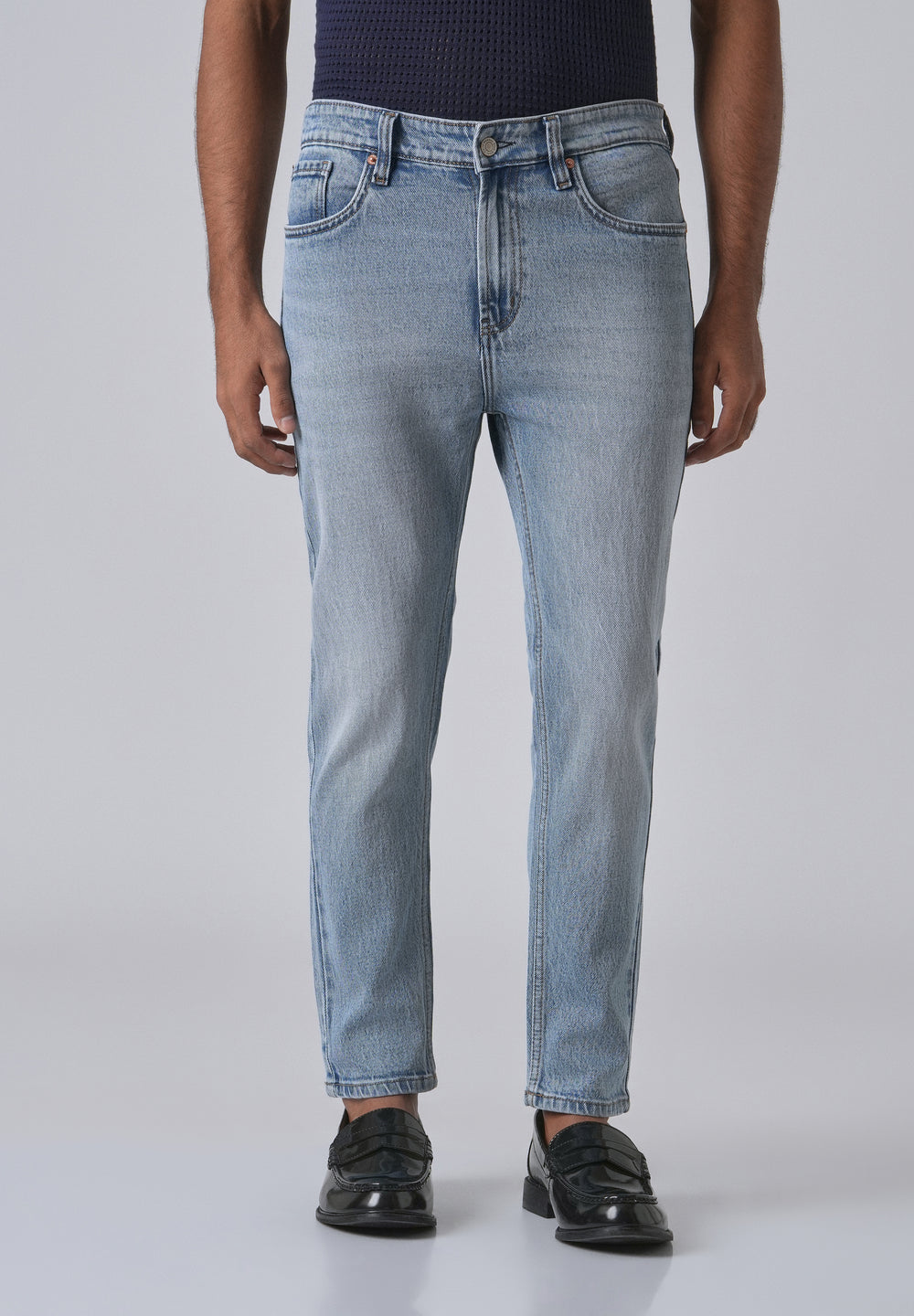 Faded Light Blue Straight Fit Denim