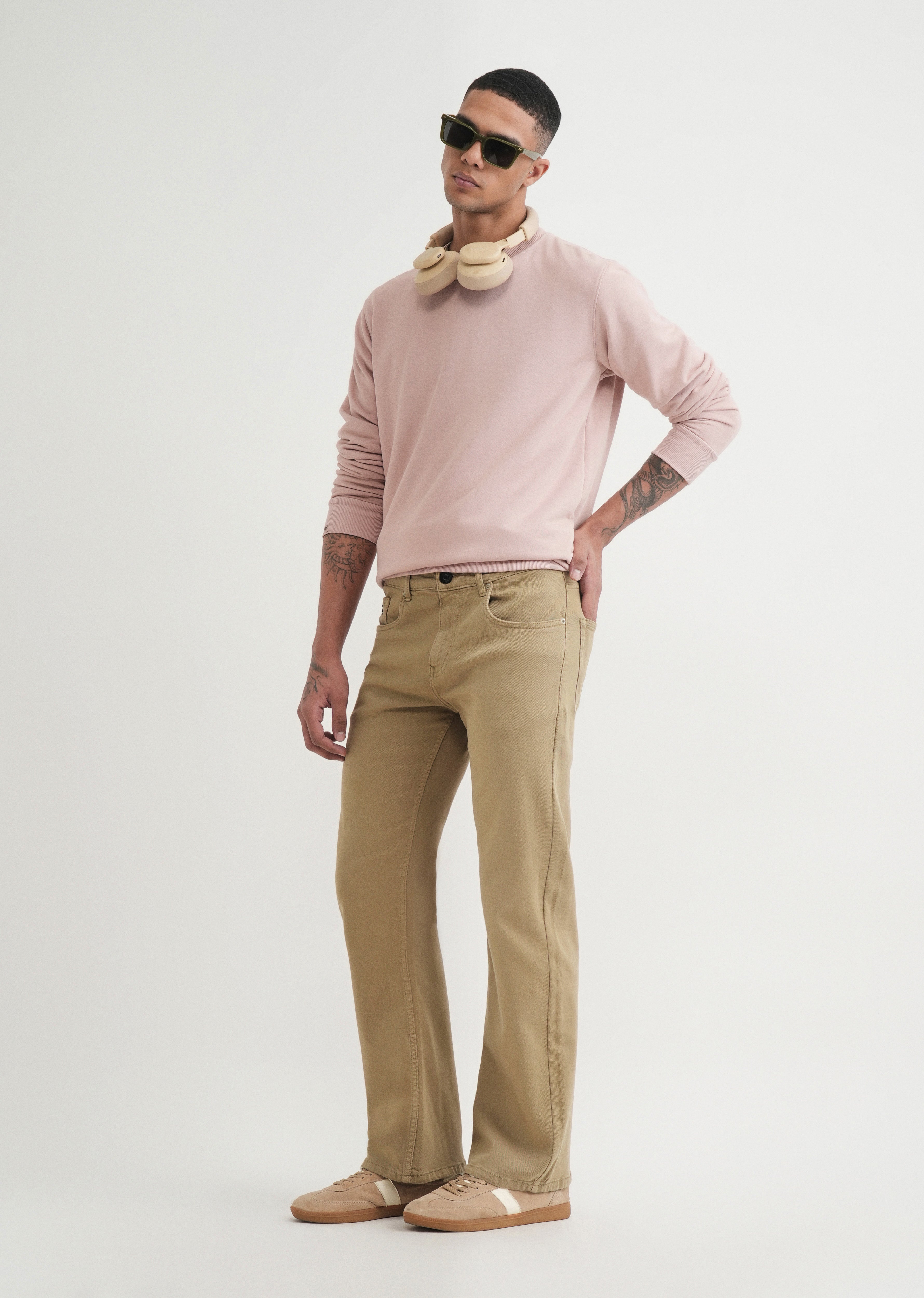 Faded Olive Bootcut Jeans