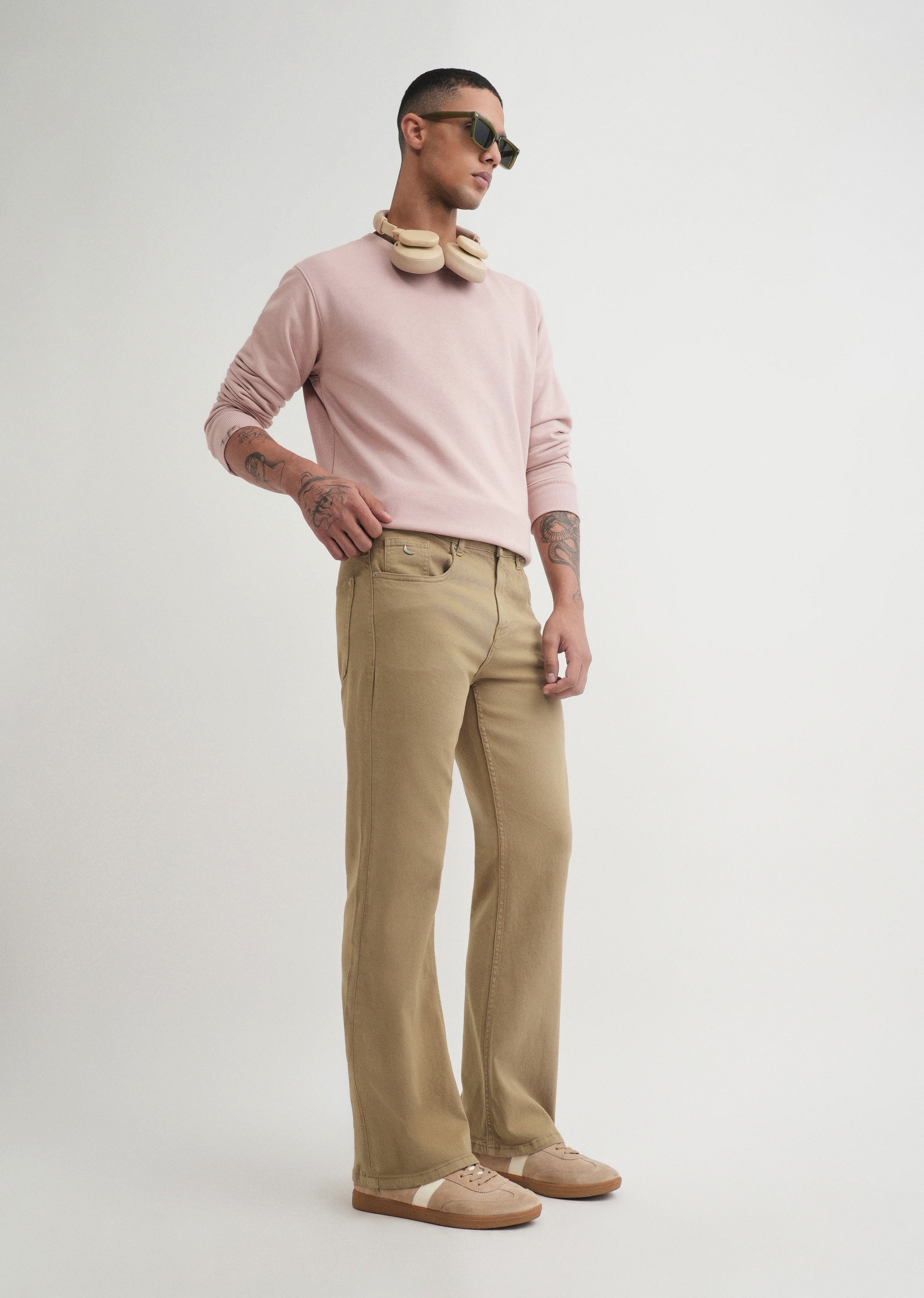 Faded Olive Bootcut Jeans