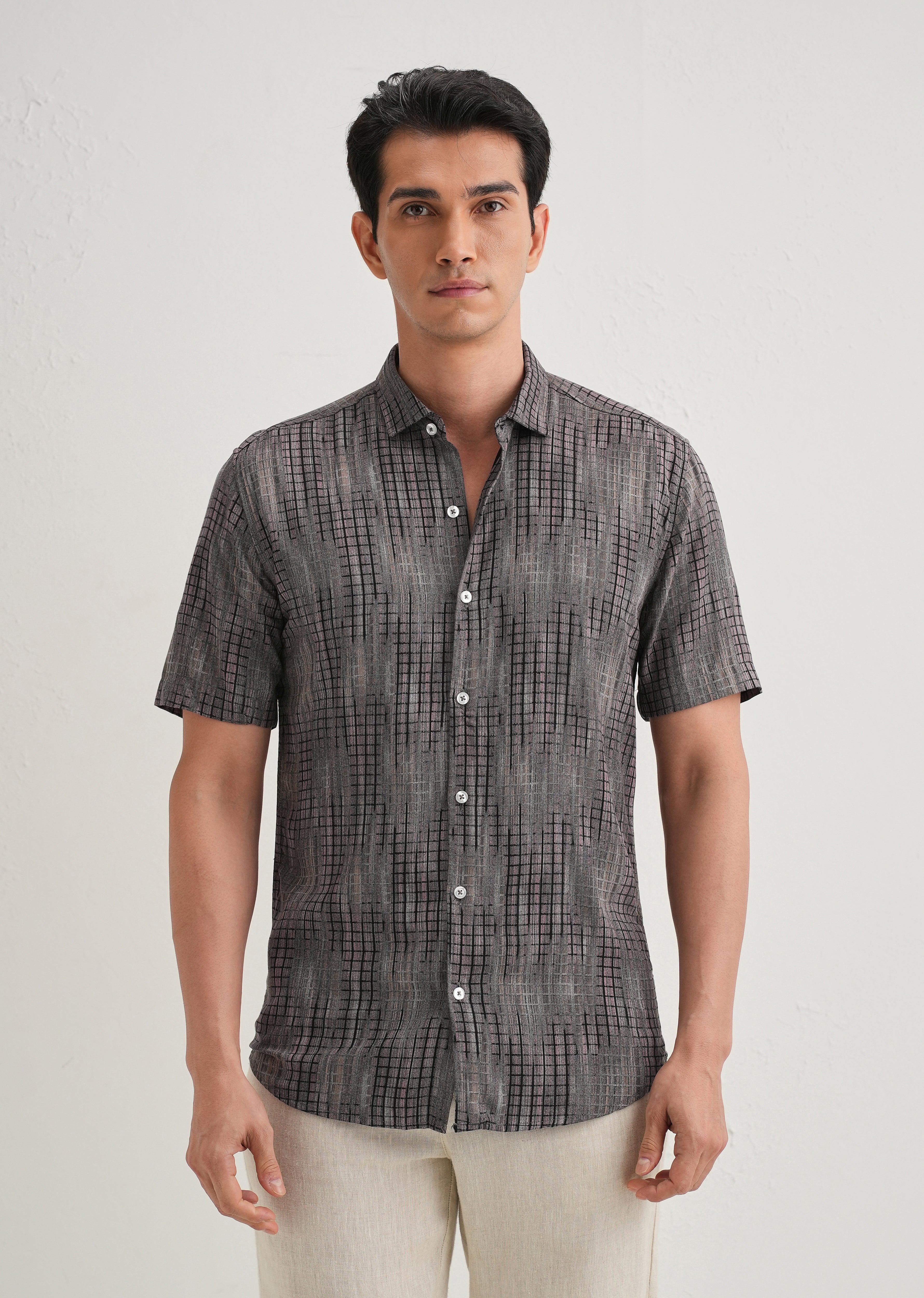 Faded Stripe Pink Print Shirt