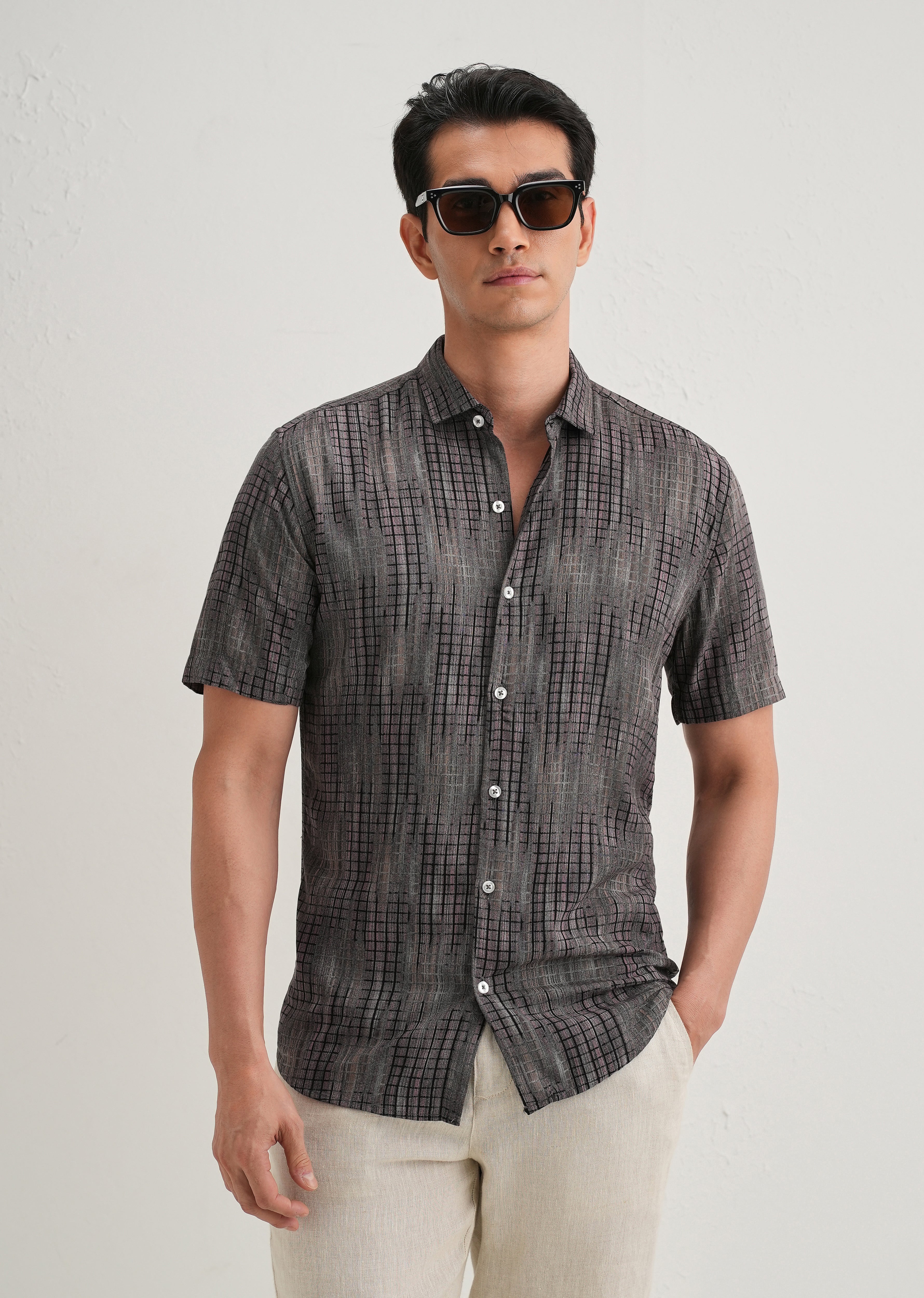 Faded Stripe Pink Print Shirt