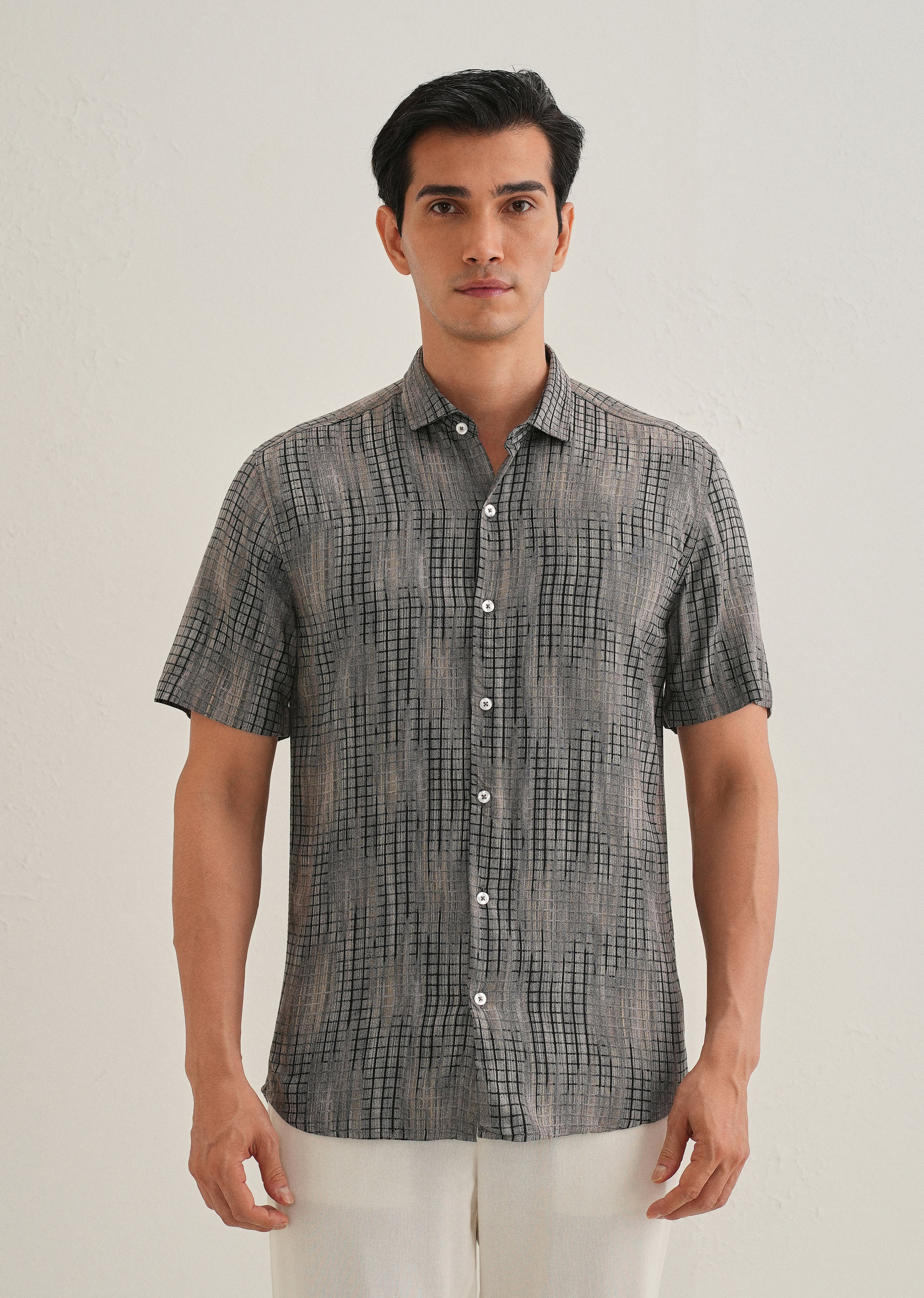 Faded Grey Stripe Print Shirt