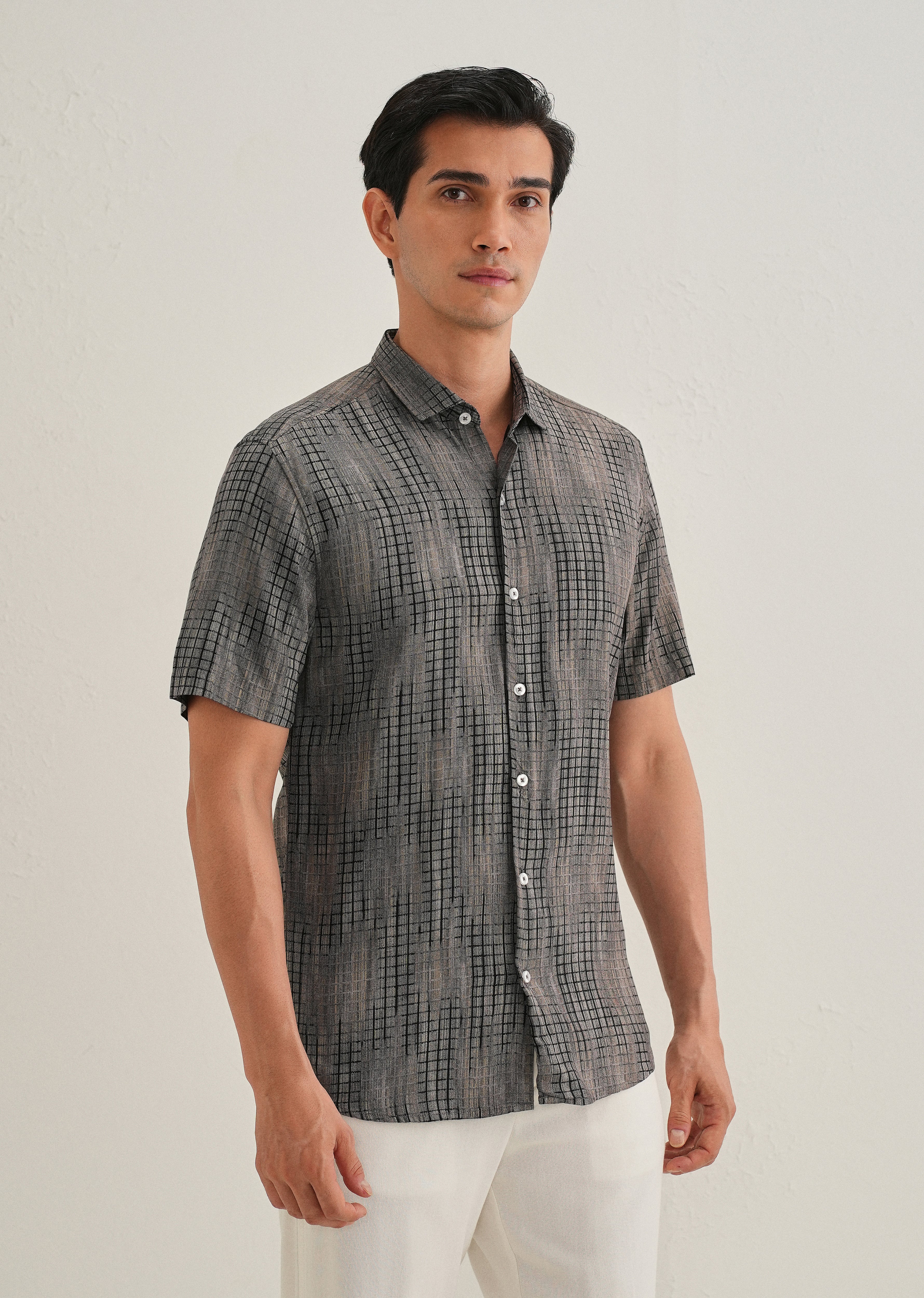 Faded Grey Stripe Print Shirt