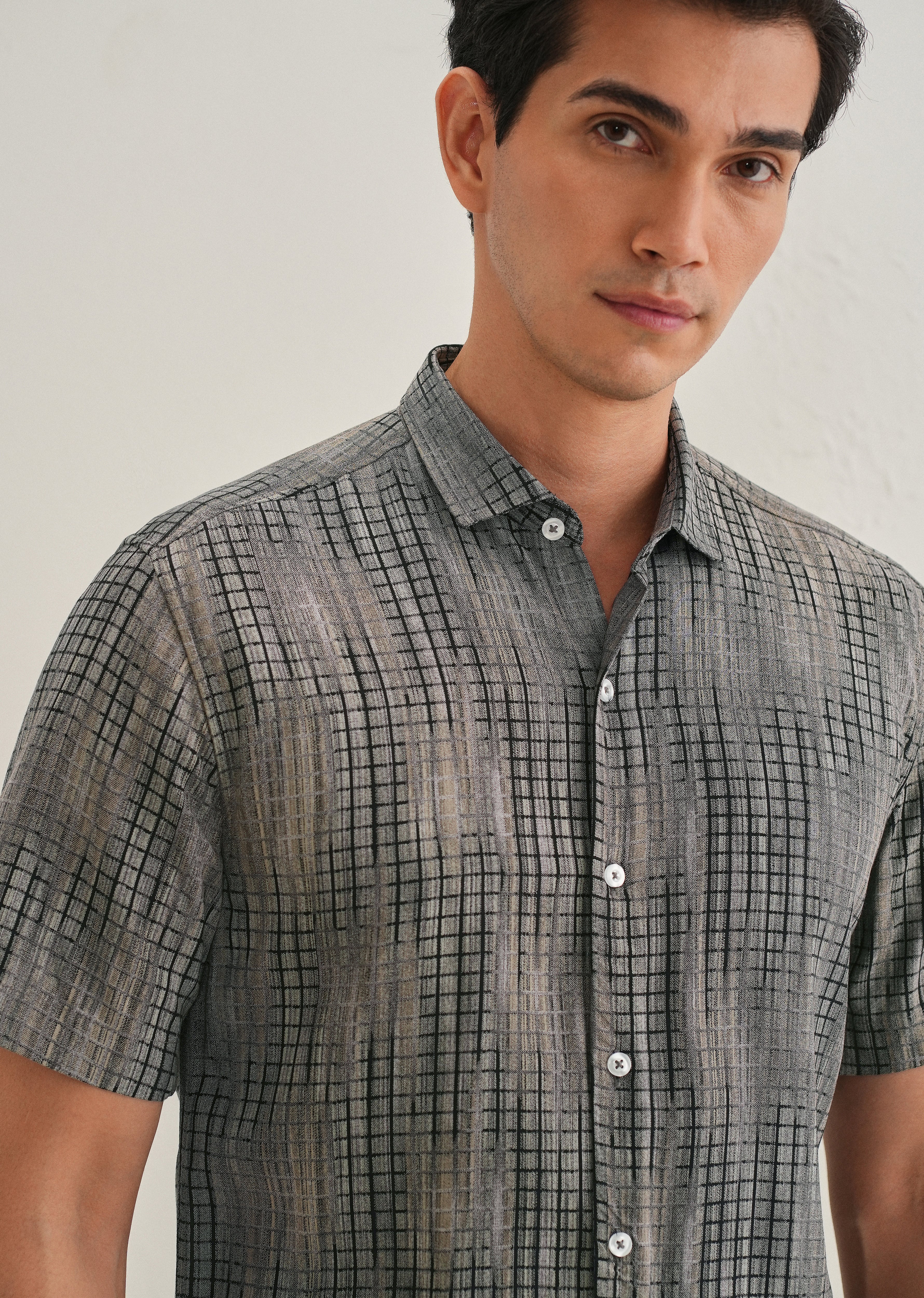 Faded Grey Stripe Print Shirt