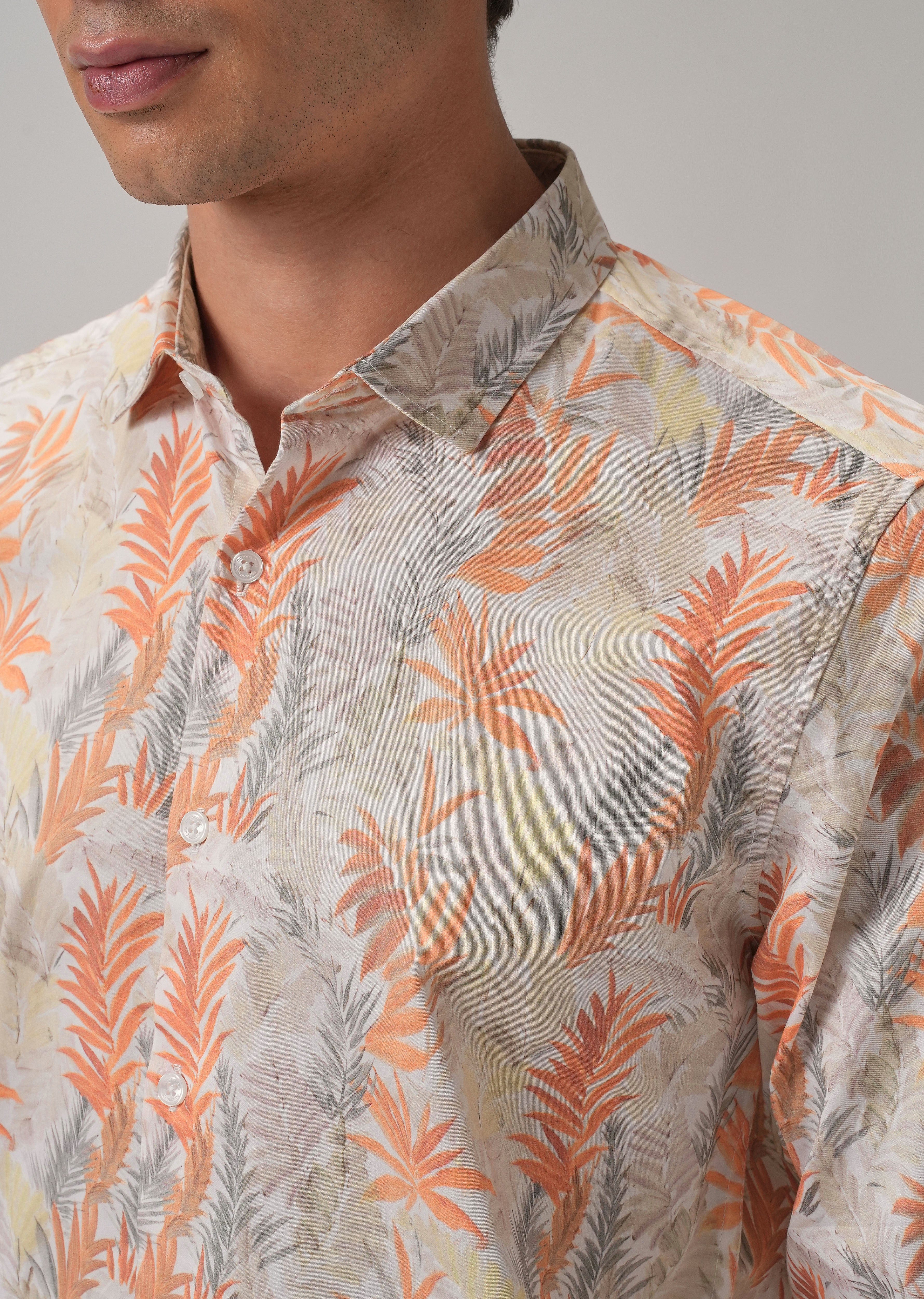 Feather Floral Printed Shirt