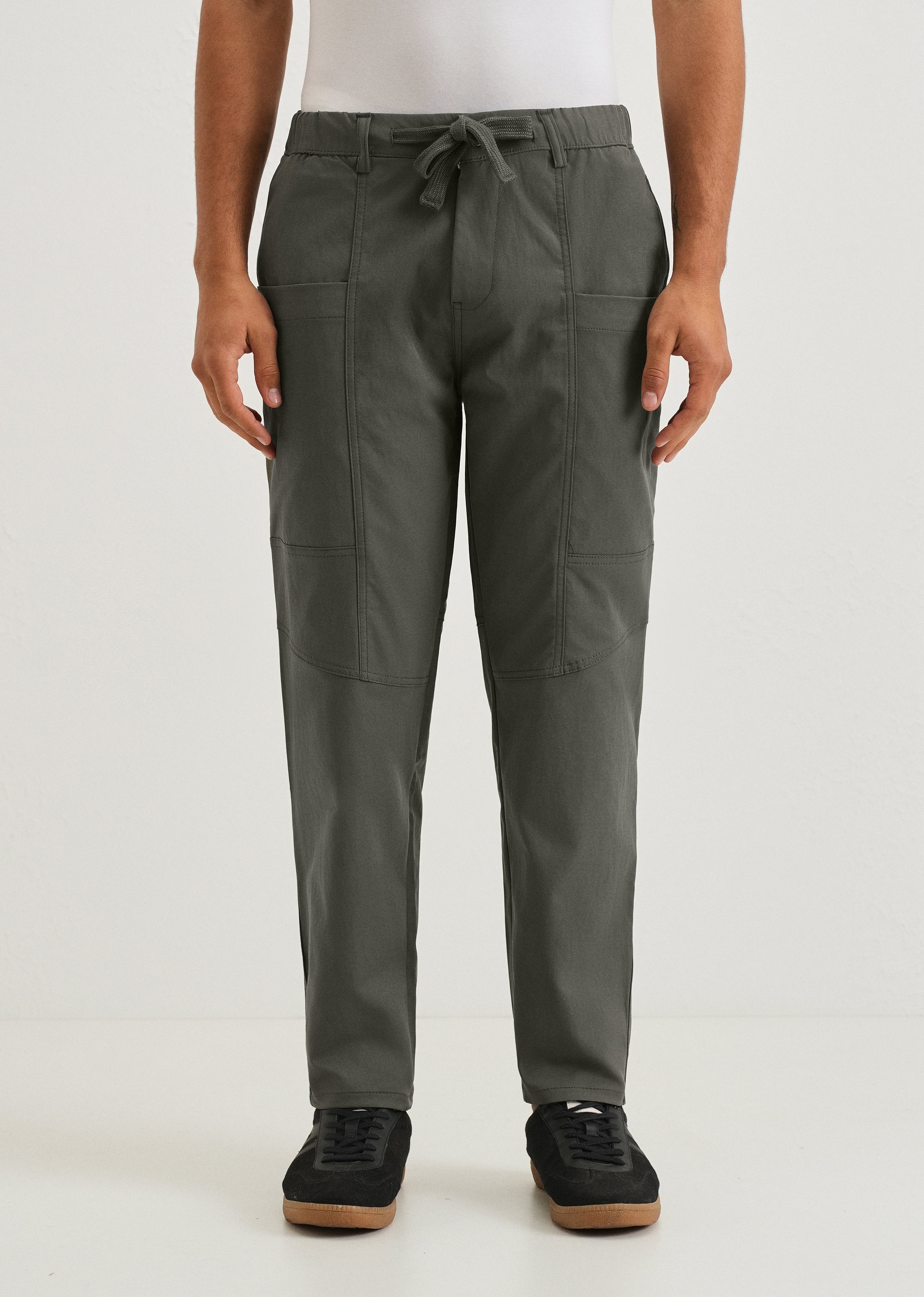 Fern Green Drawstring Panel Cargo Pant
