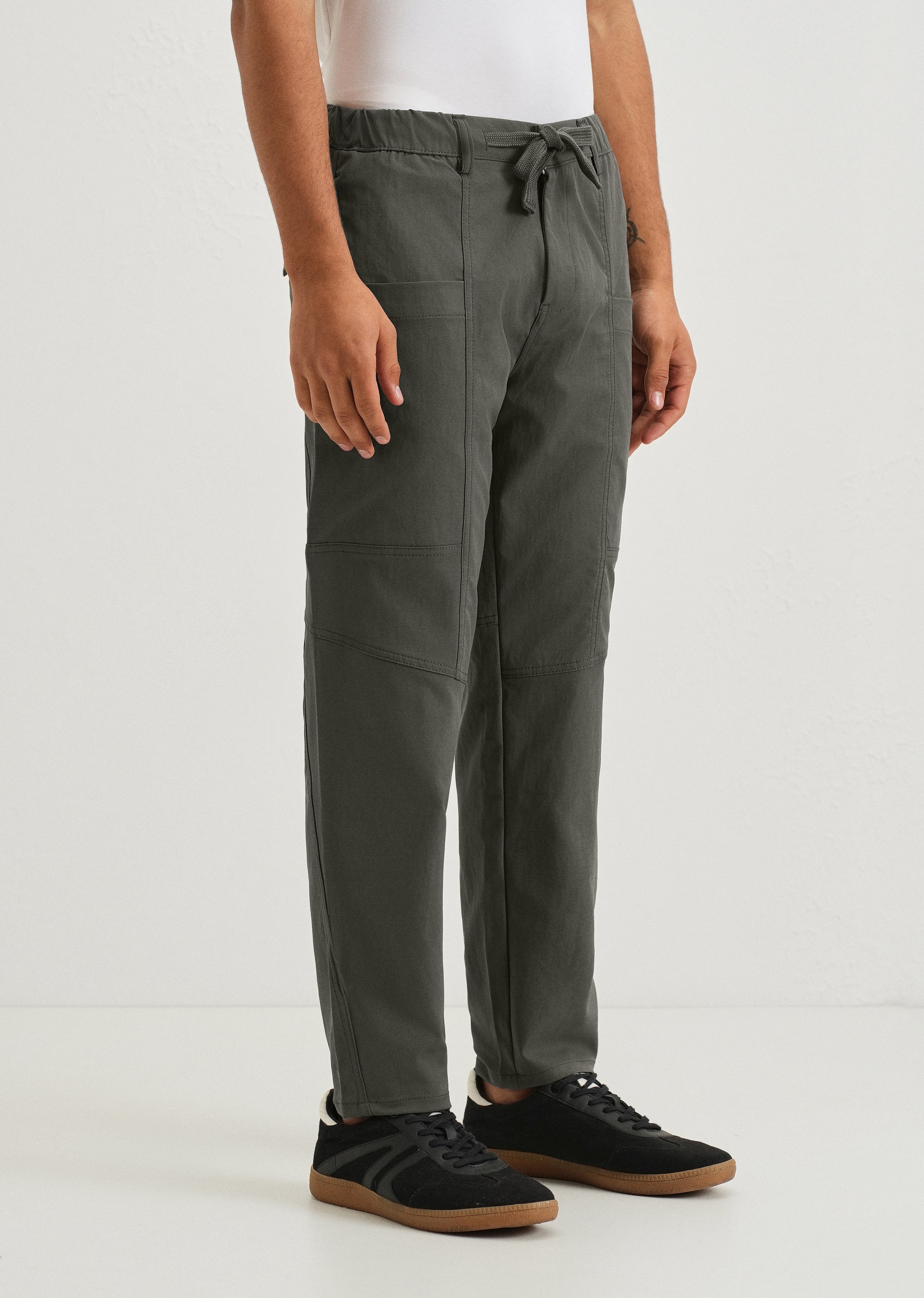 Fern Green Drawstring Panel Cargo Pant