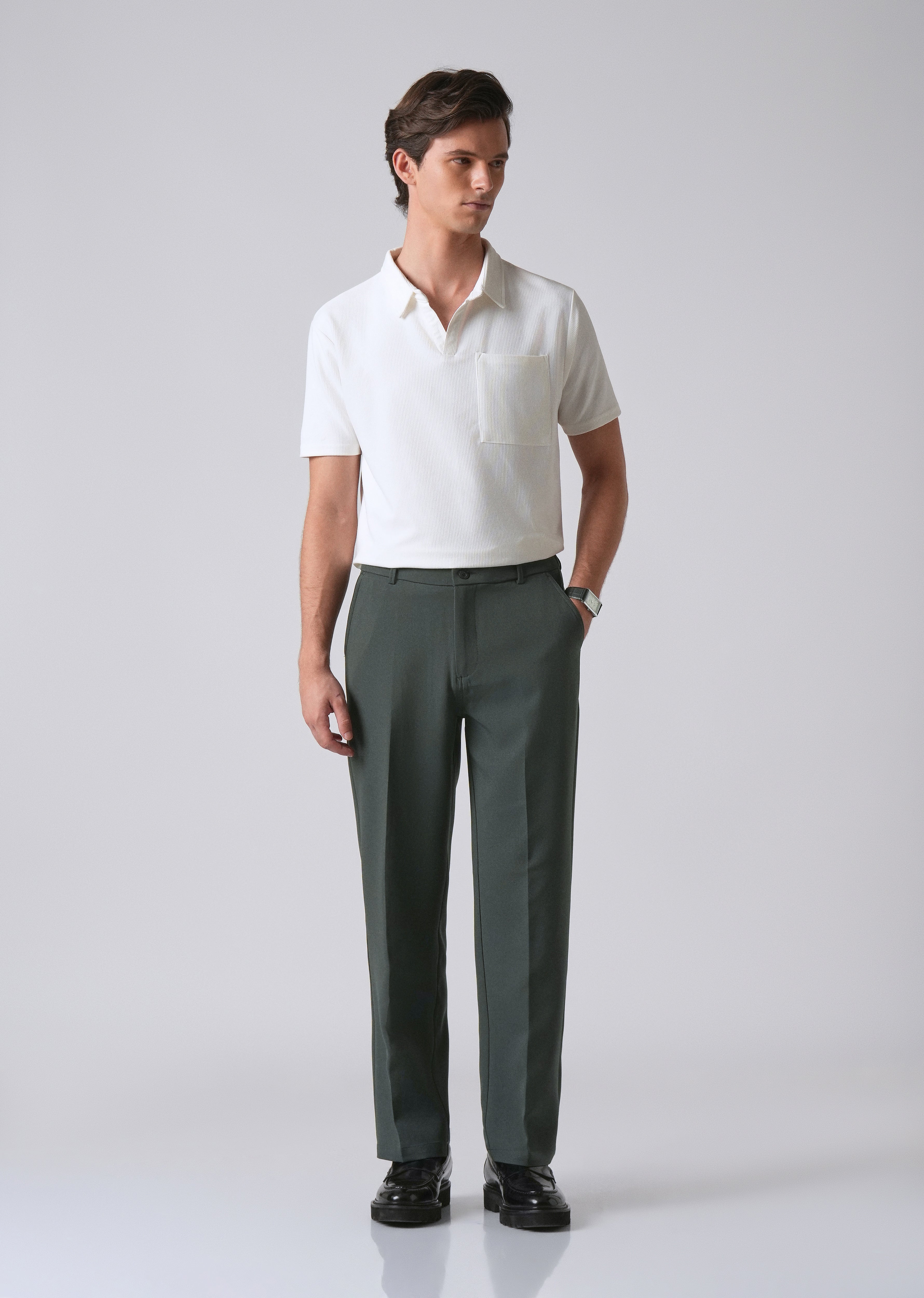 Fern Green Relaxed Fit Trousers