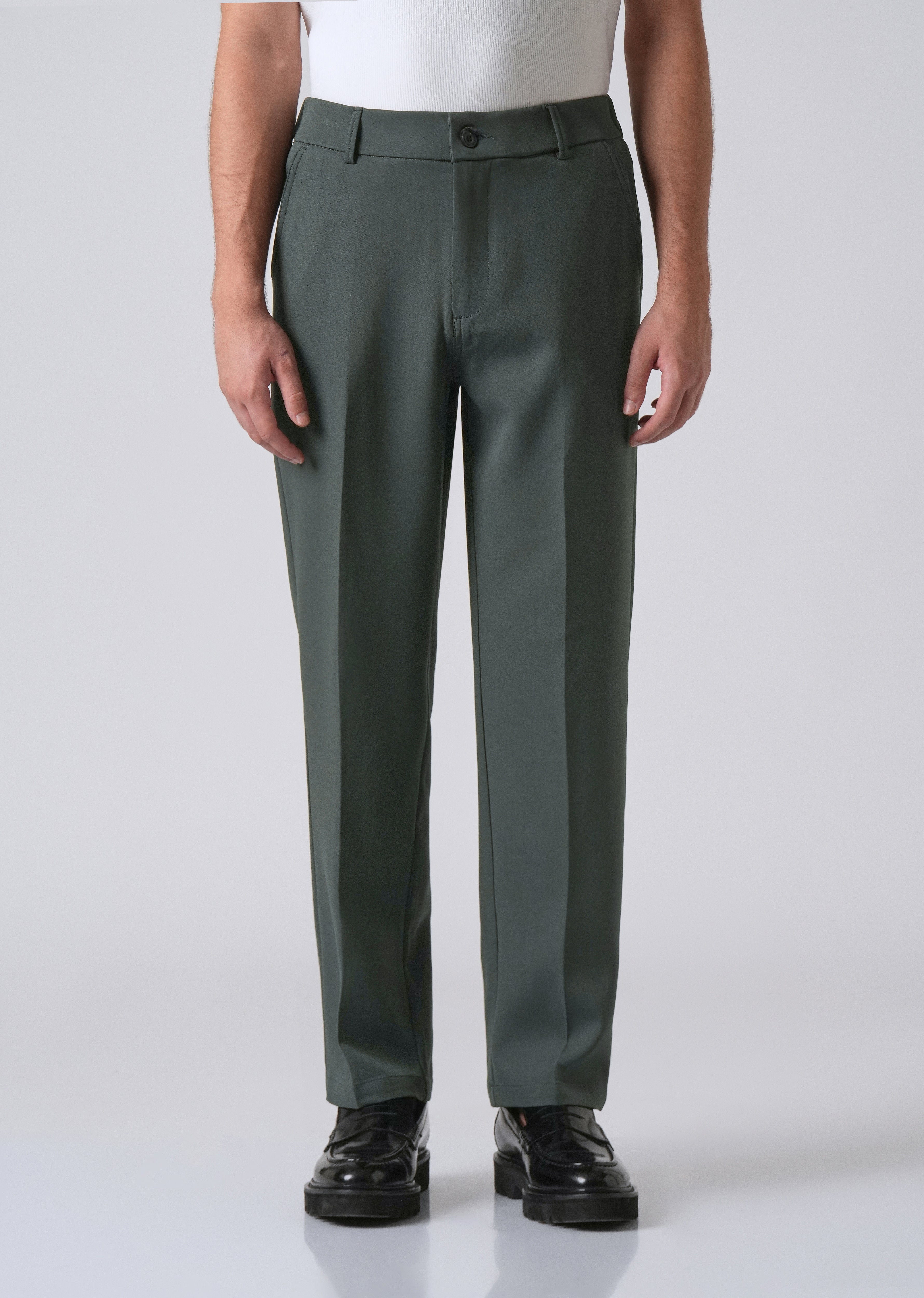 Fern Green Relaxed Fit Trousers