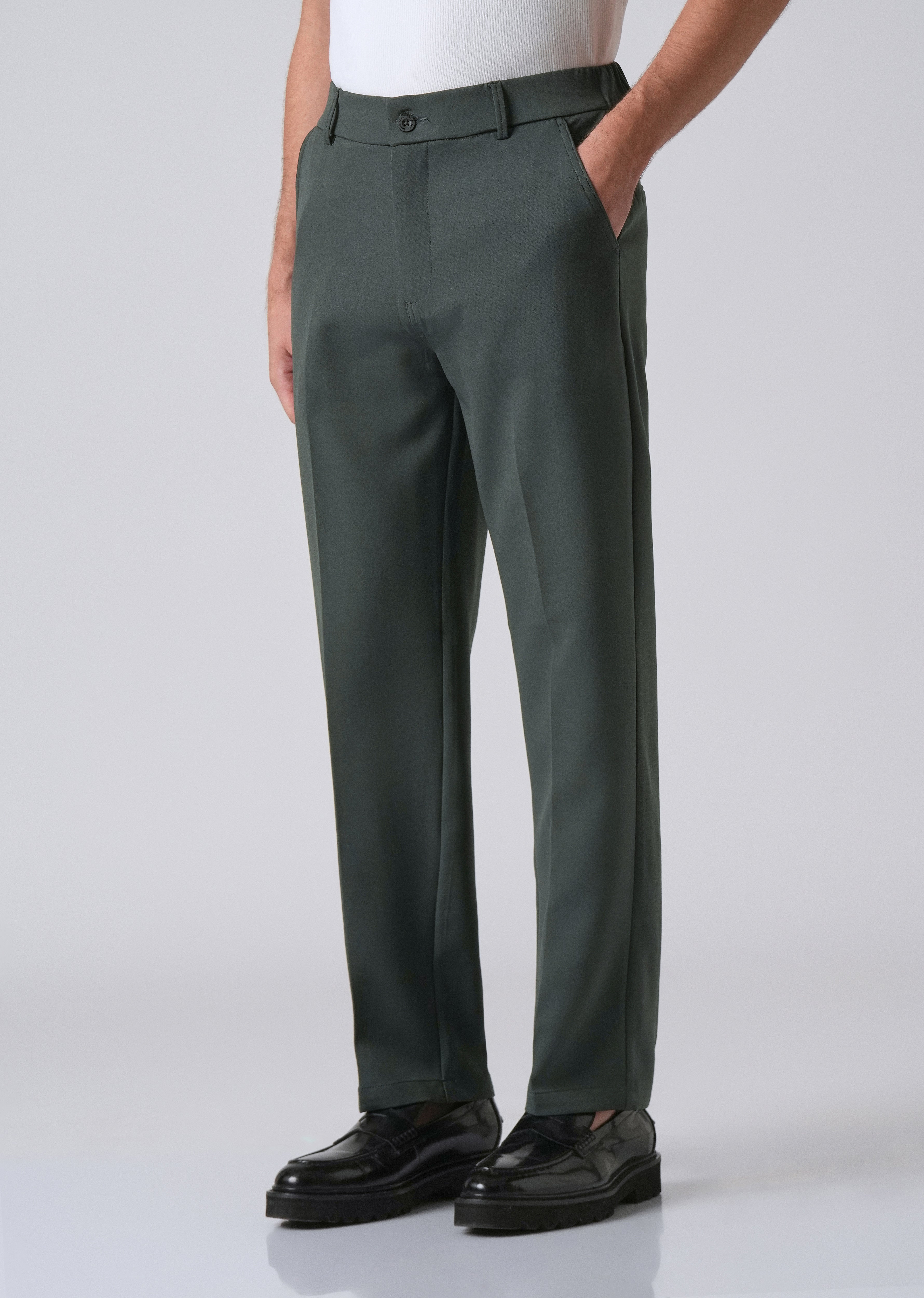 Fern Green Relaxed Fit Trousers