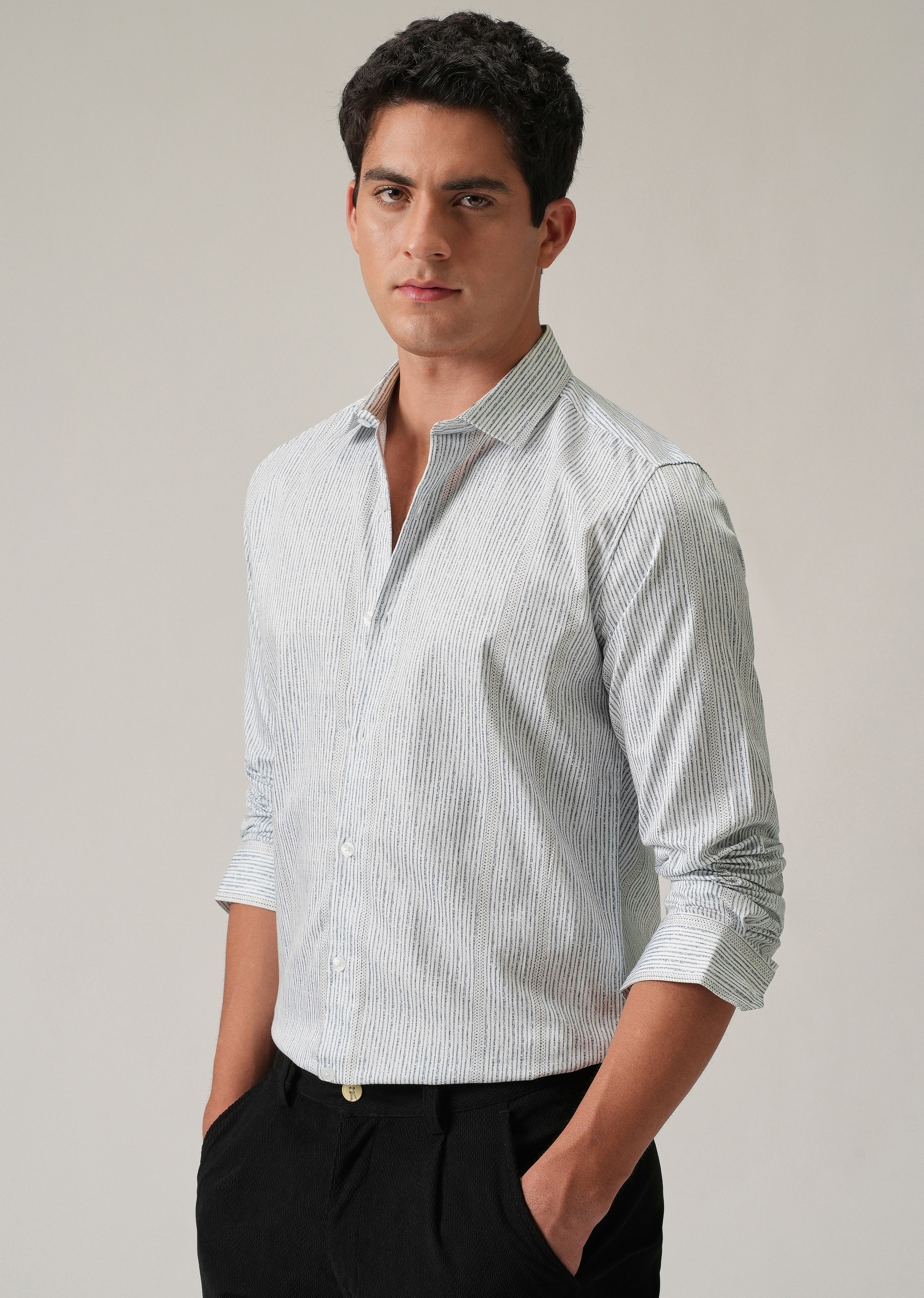 Fine Line Stripe Print Shirt