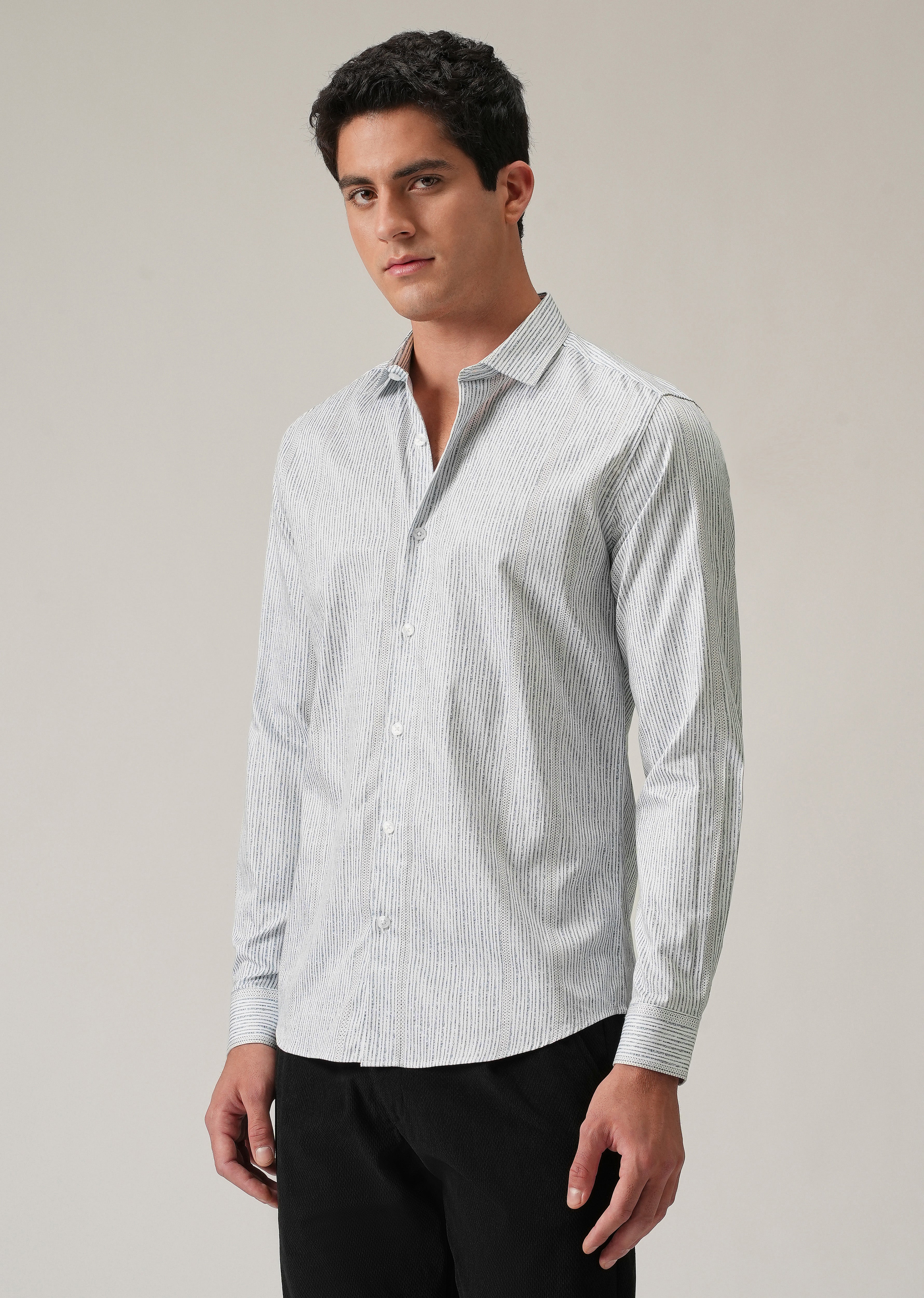 Fine Line Stripe Print Shirt