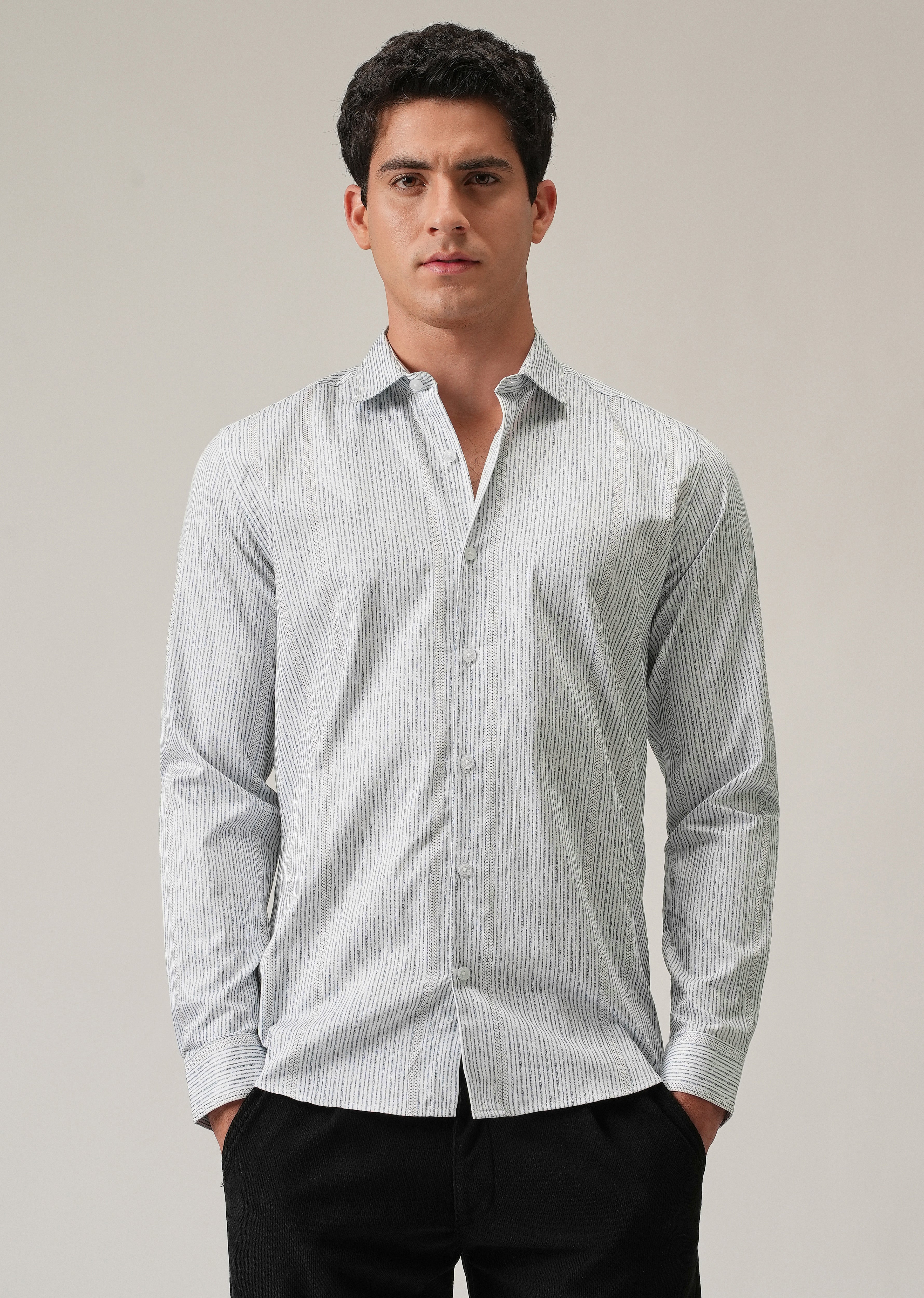 Fine Line Stripe Print Shirt