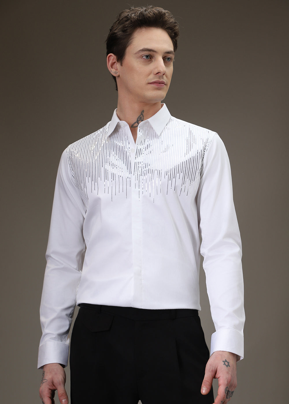 Flecked Sequenced Designer Shirt