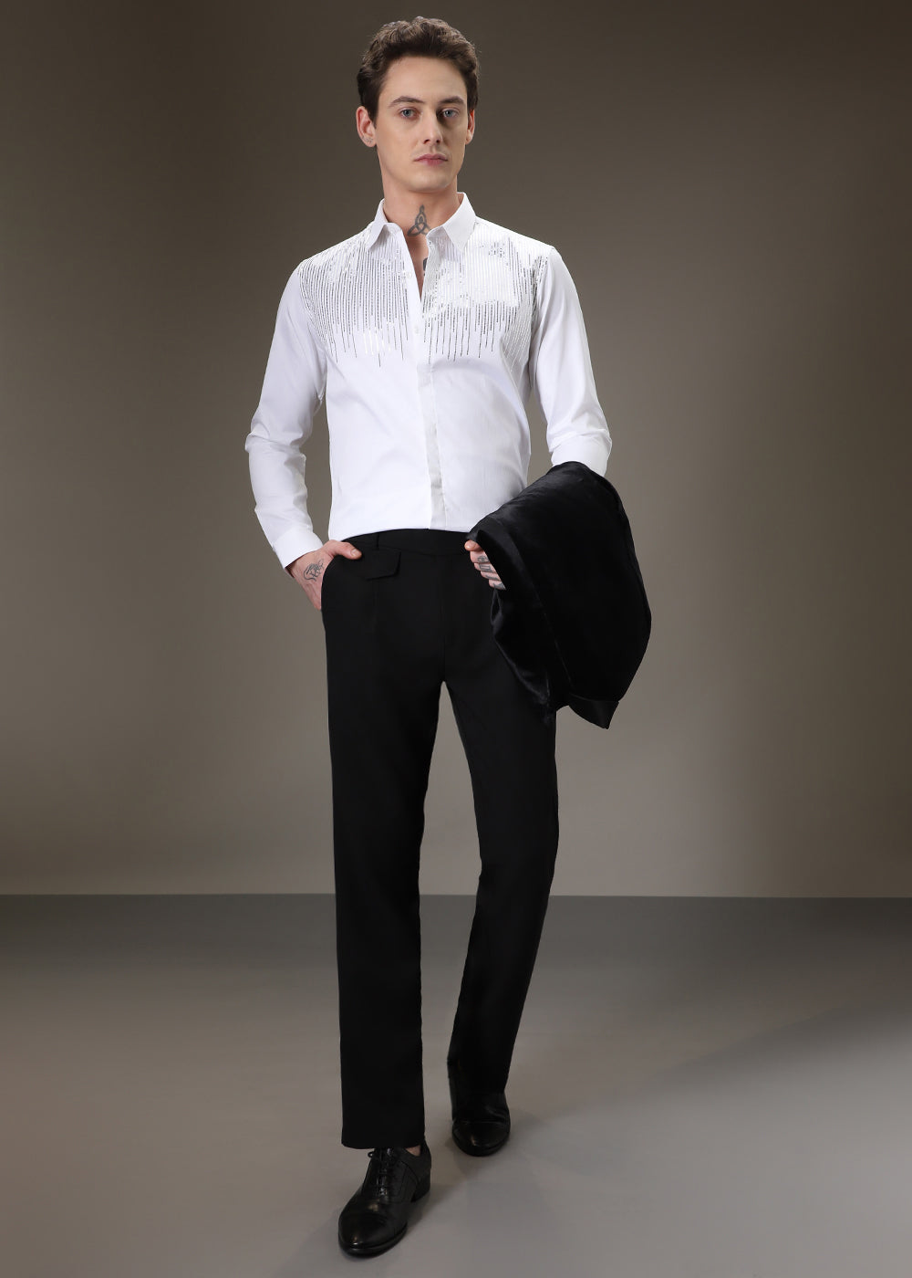 Flecked Sequenced Designer Shirt