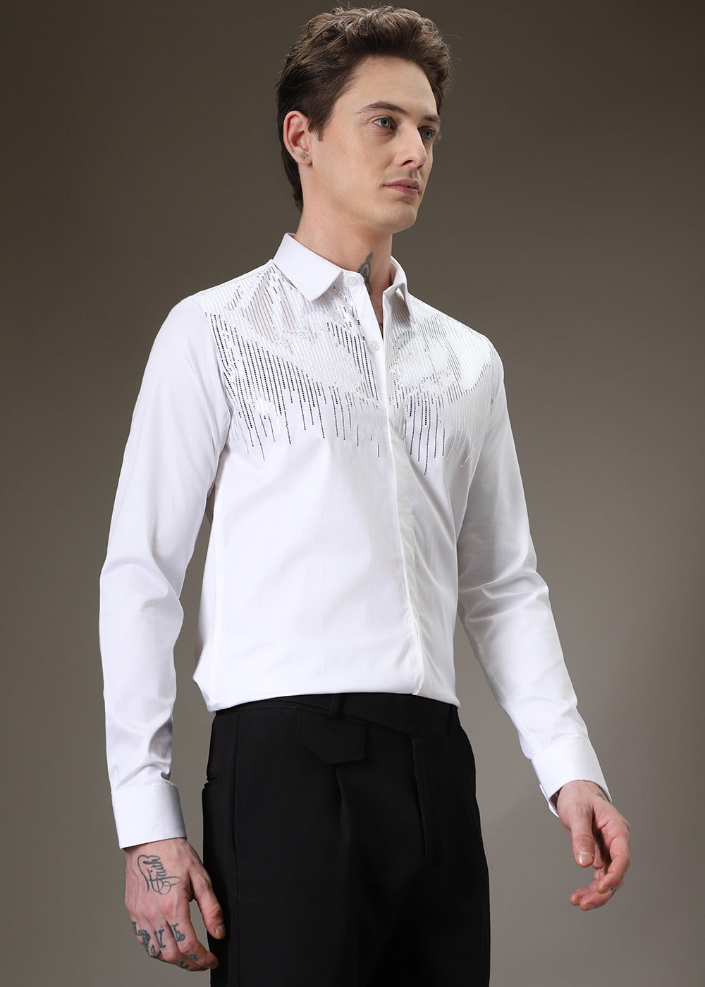 Flecked Sequenced Designer Shirt