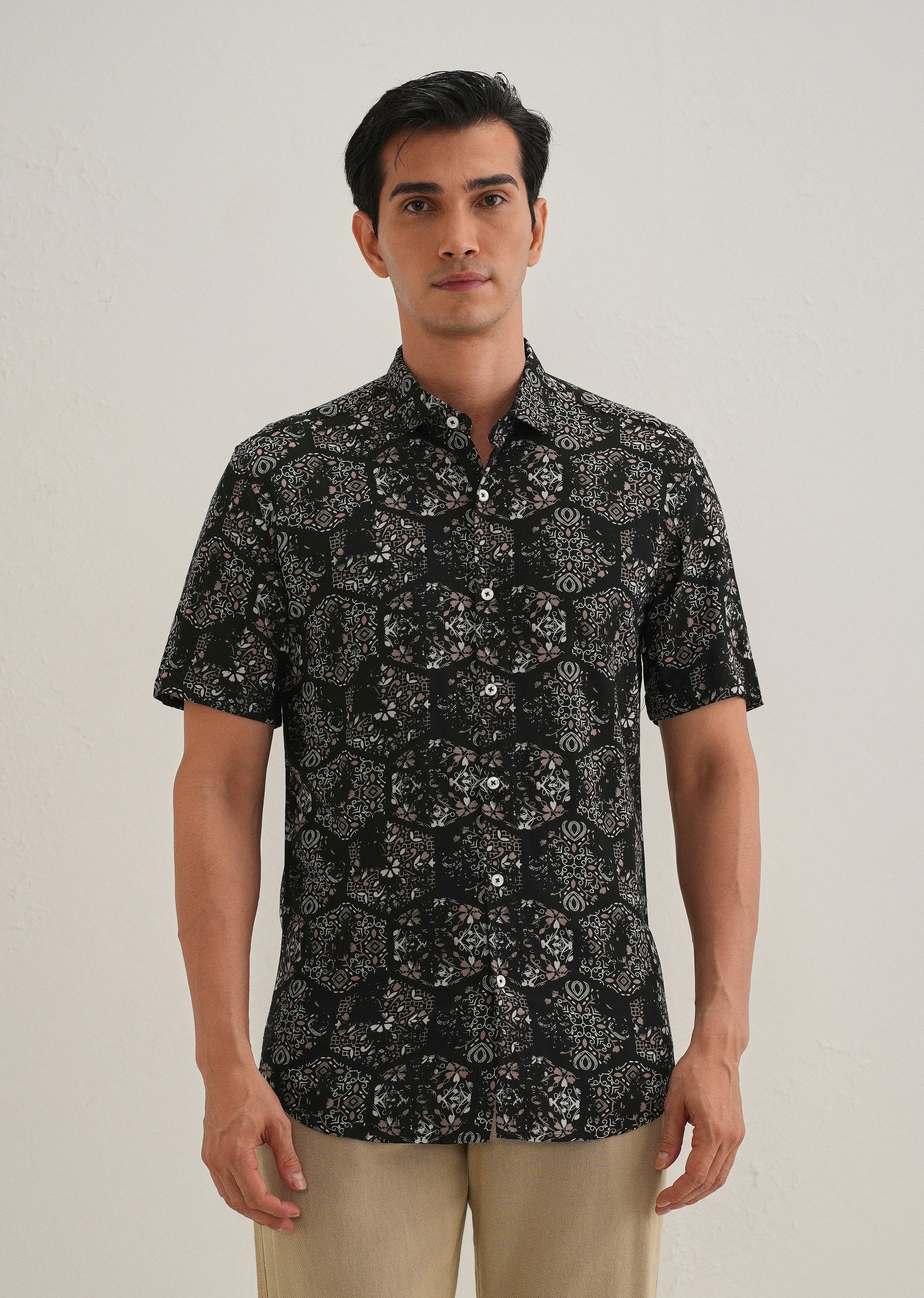Flora Geo Black Print Shirt