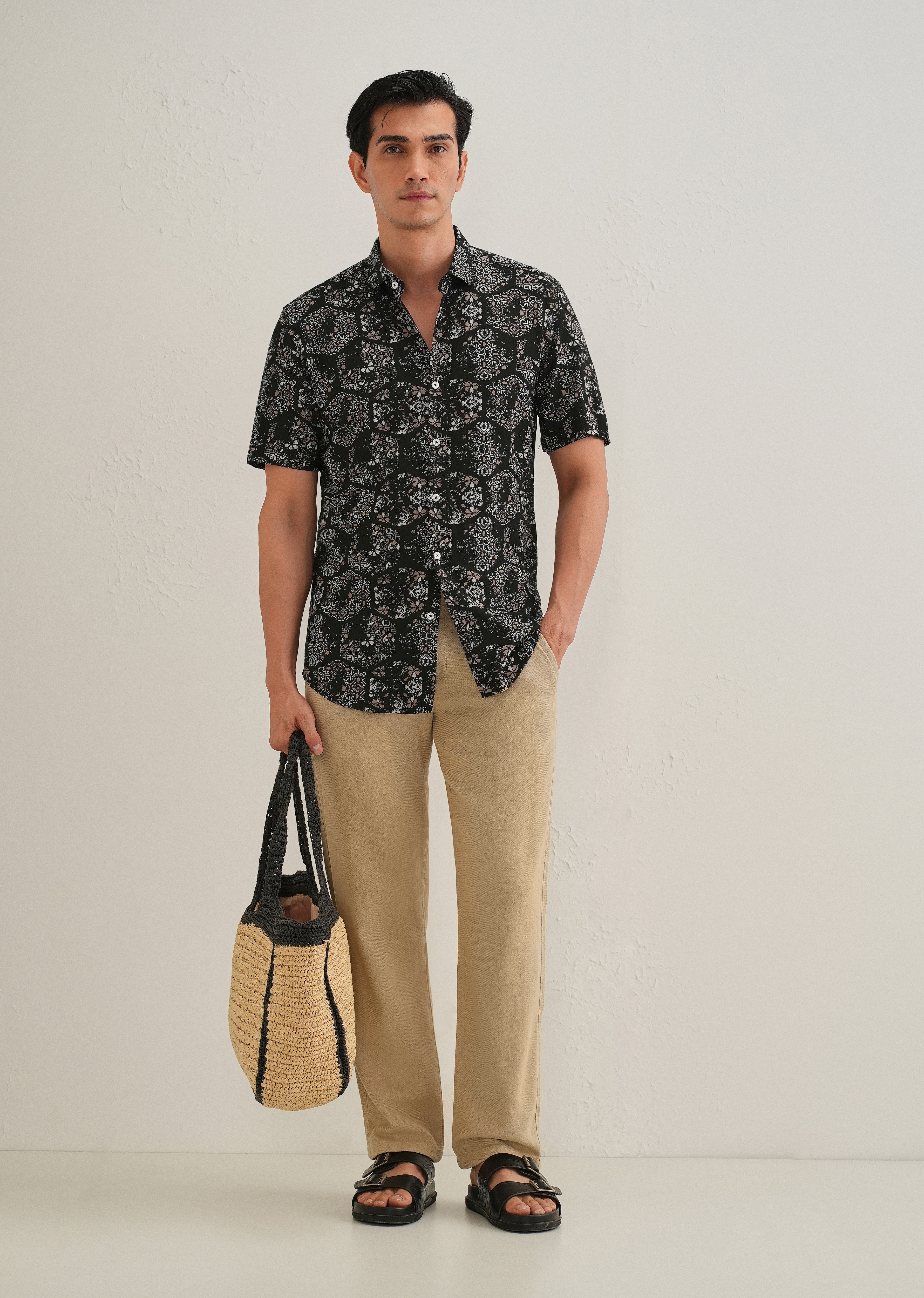 Flora Geo Black Print Shirt