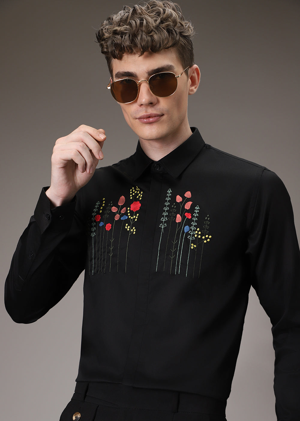 Floral Artistry Black Shirt