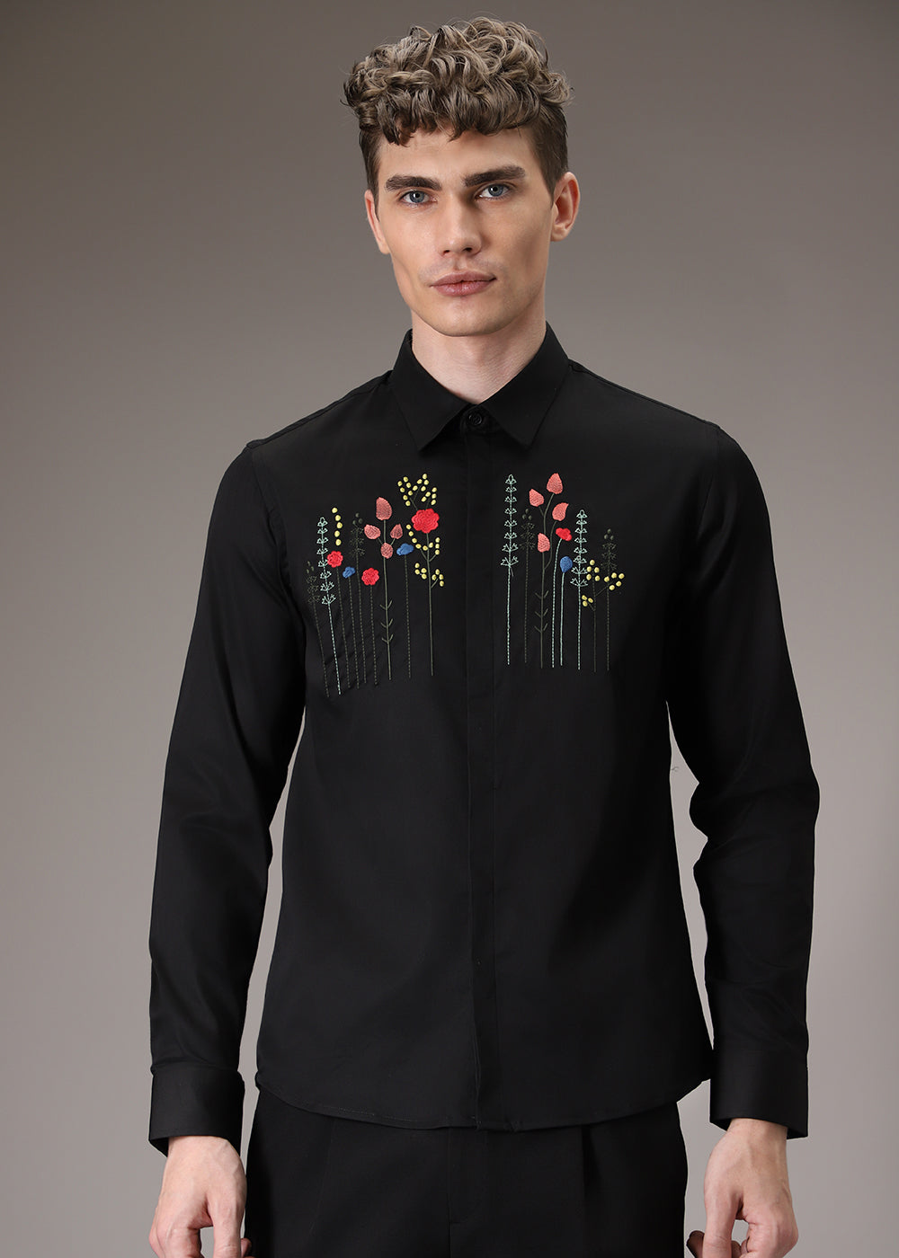 Floral Artistry Black Shirt