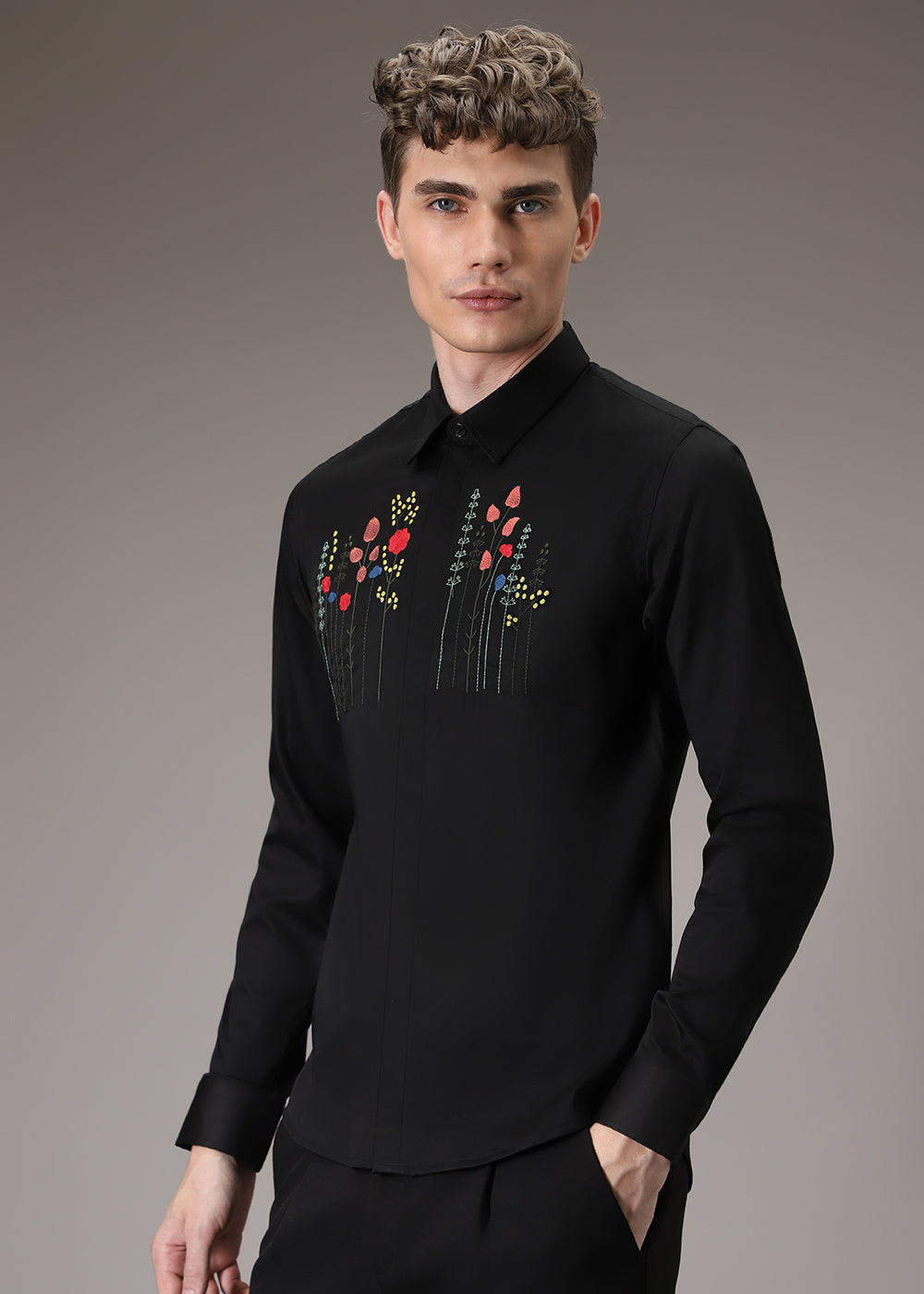 Floral Artistry Black Shirt
