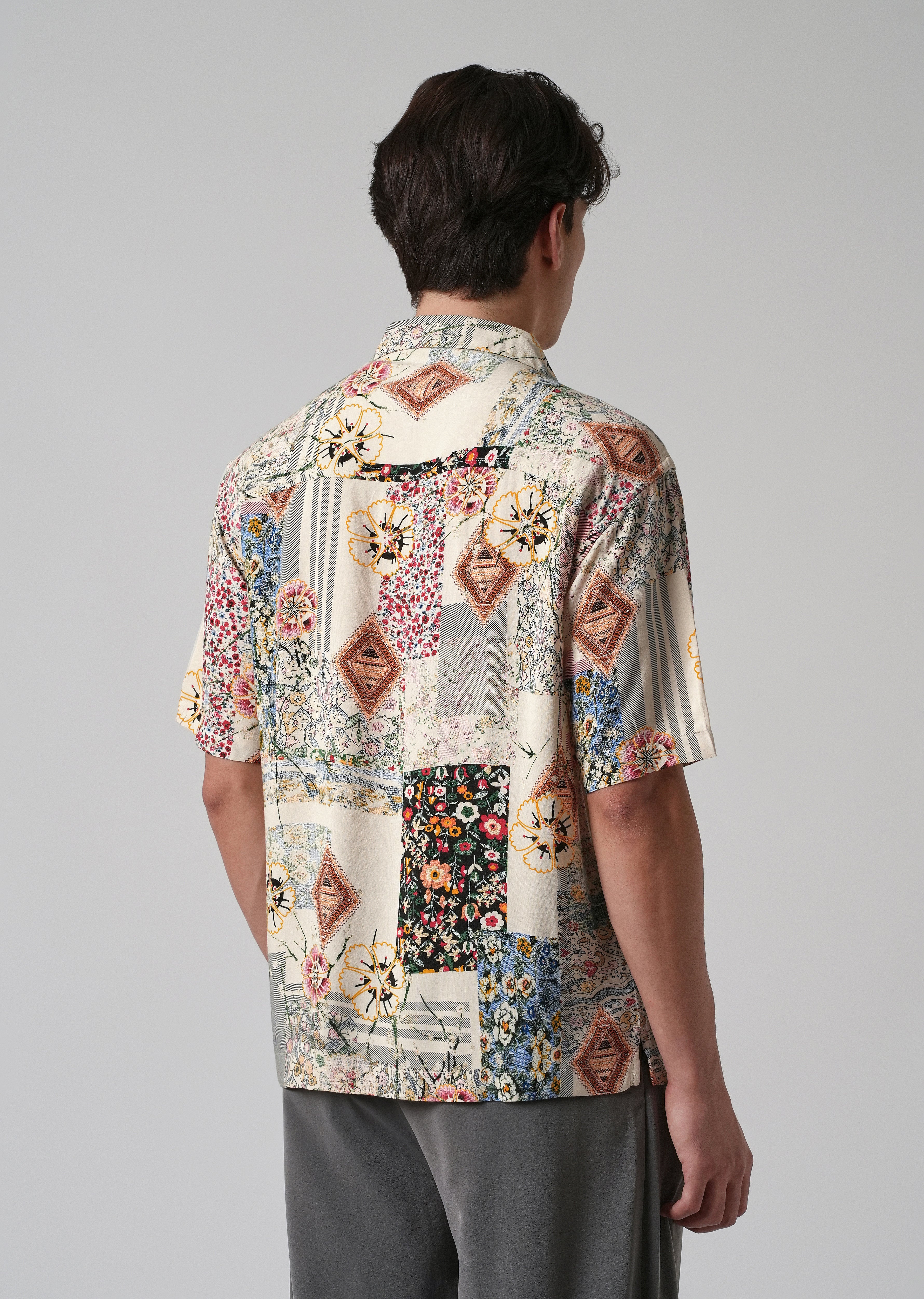 Floral Geometric Oversized Feather Shirt