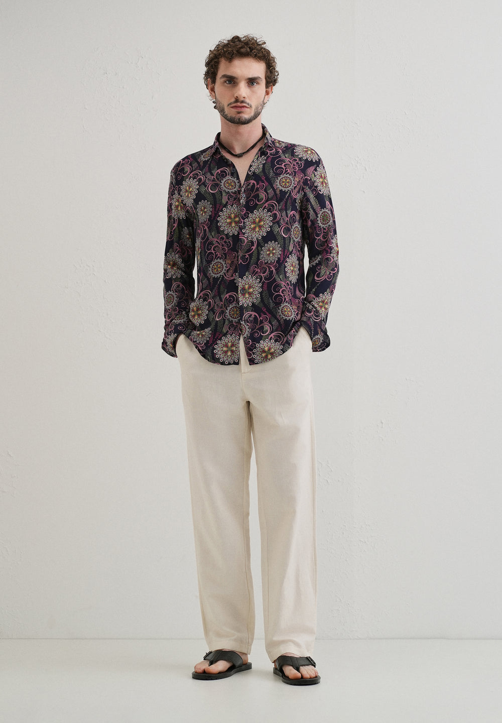 Floral Print Feather Shirt