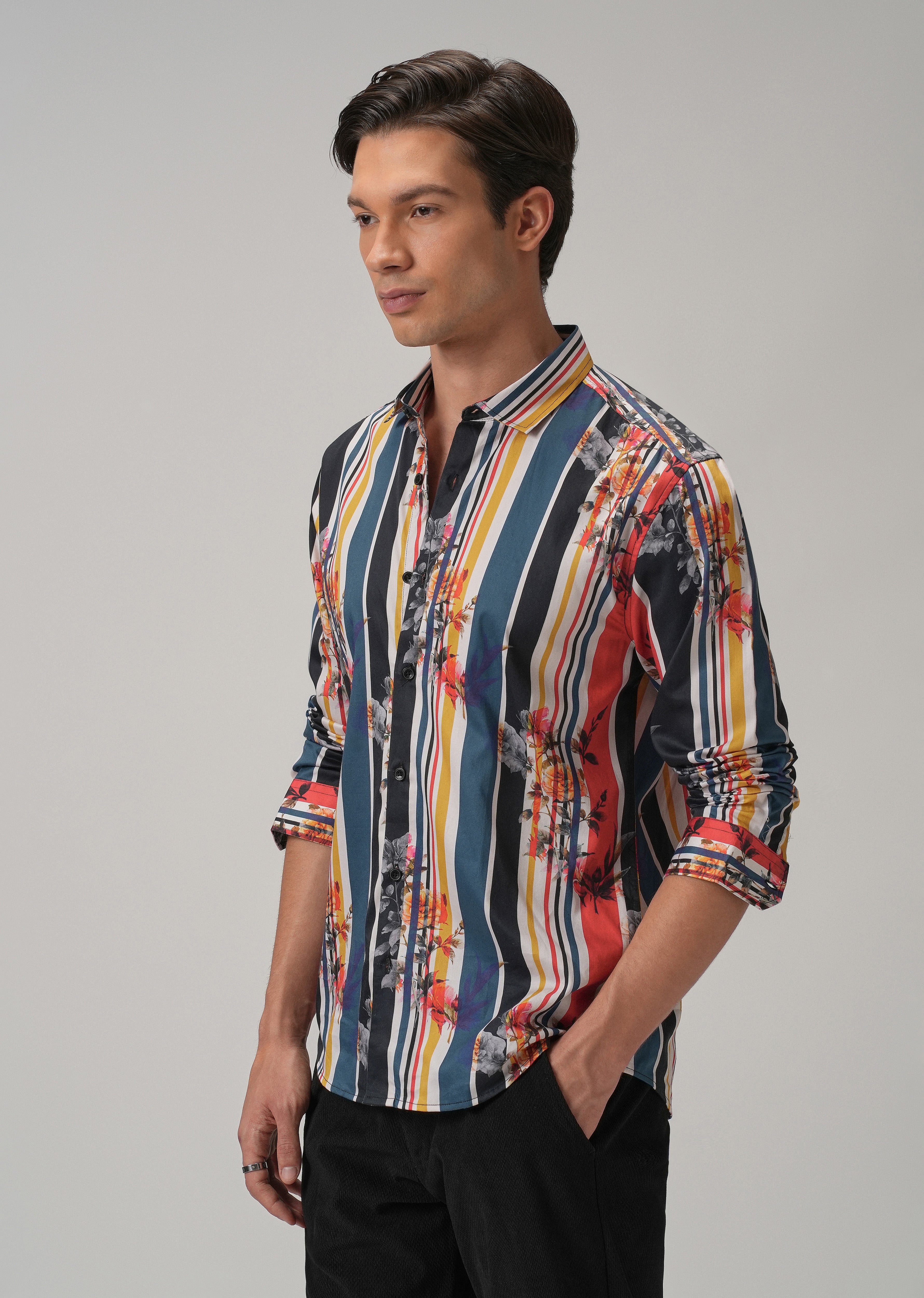 Floral Striped Printed Shirt