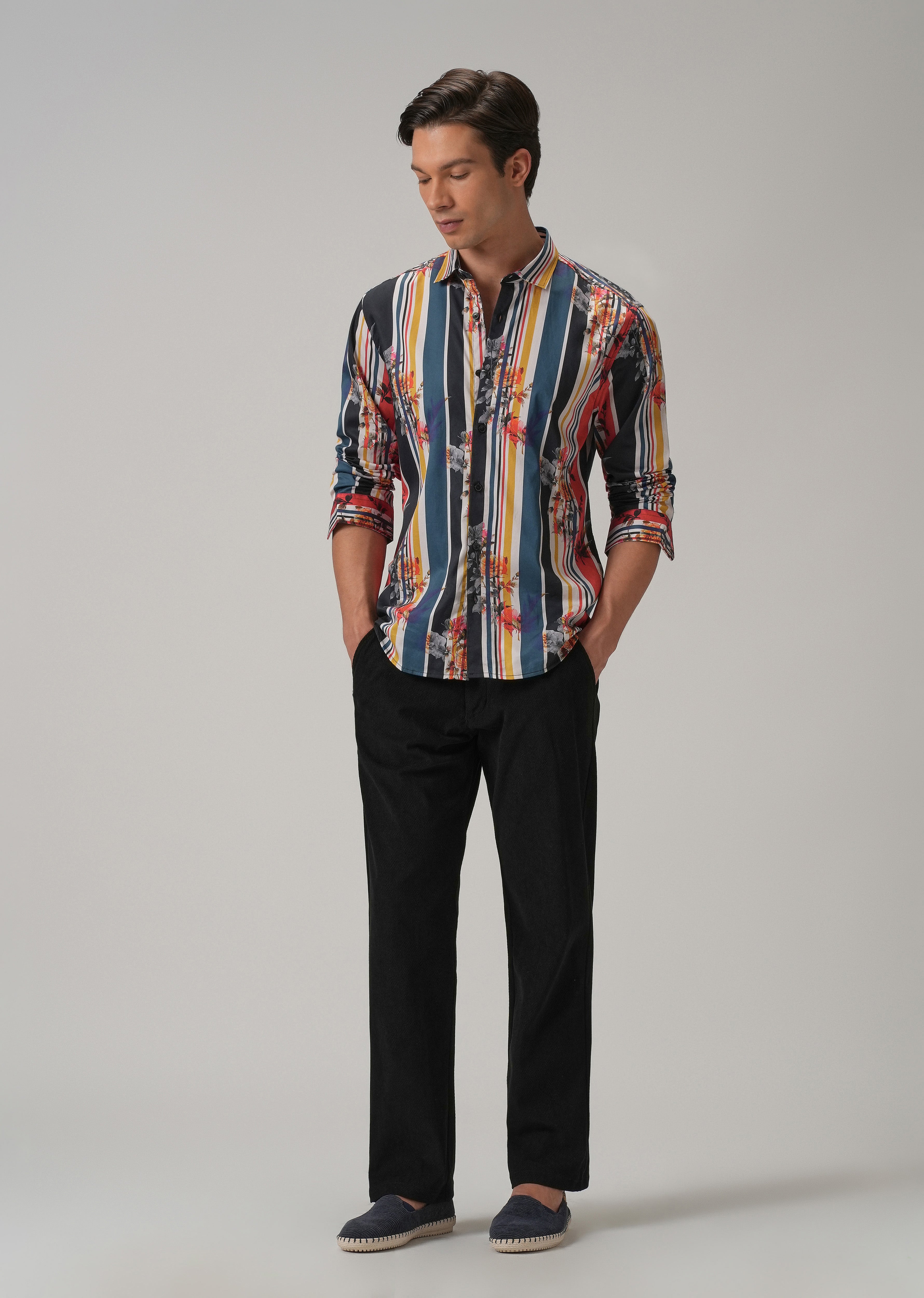 Floral Striped Printed Shirt