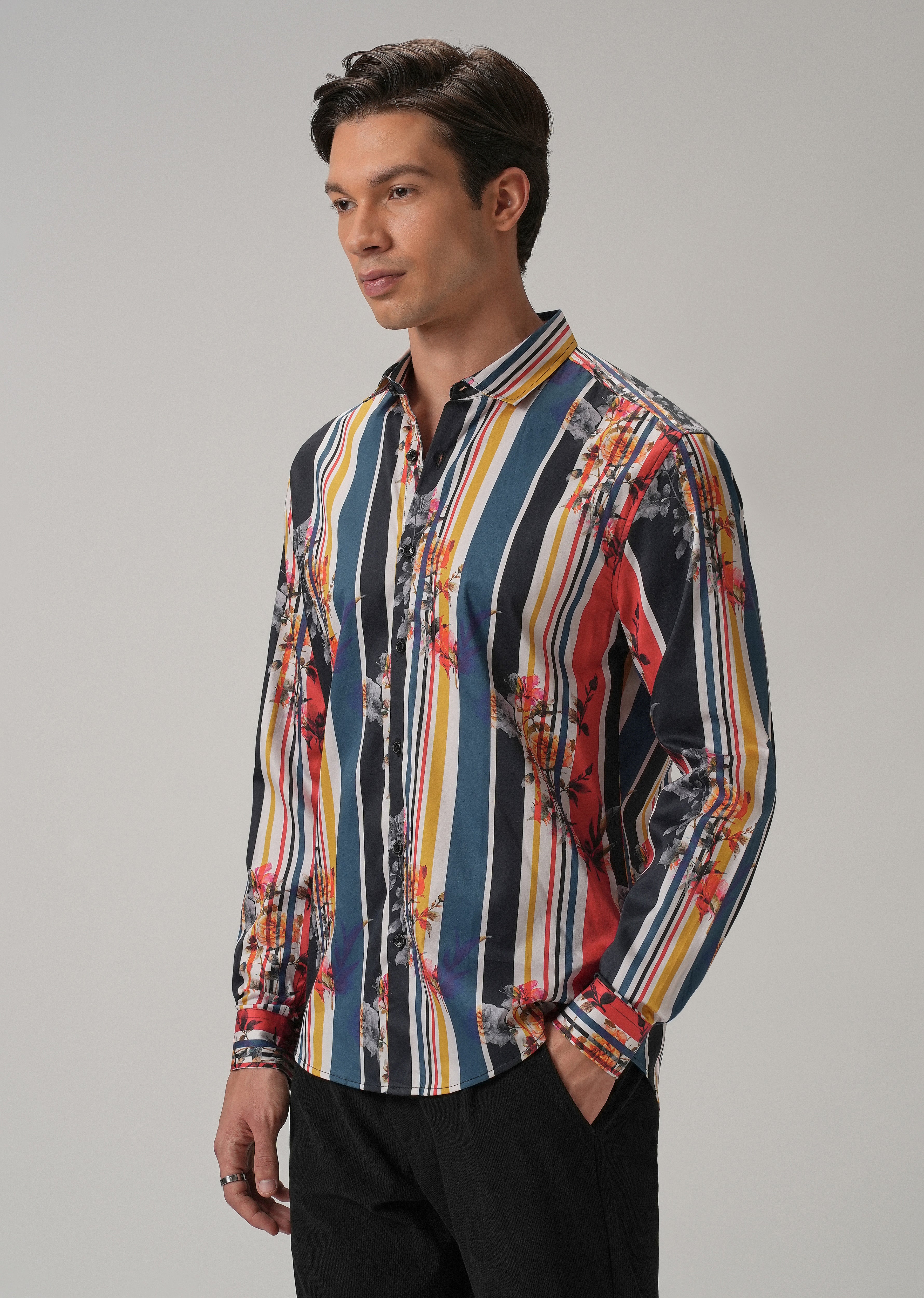 Floral Striped Printed Shirt