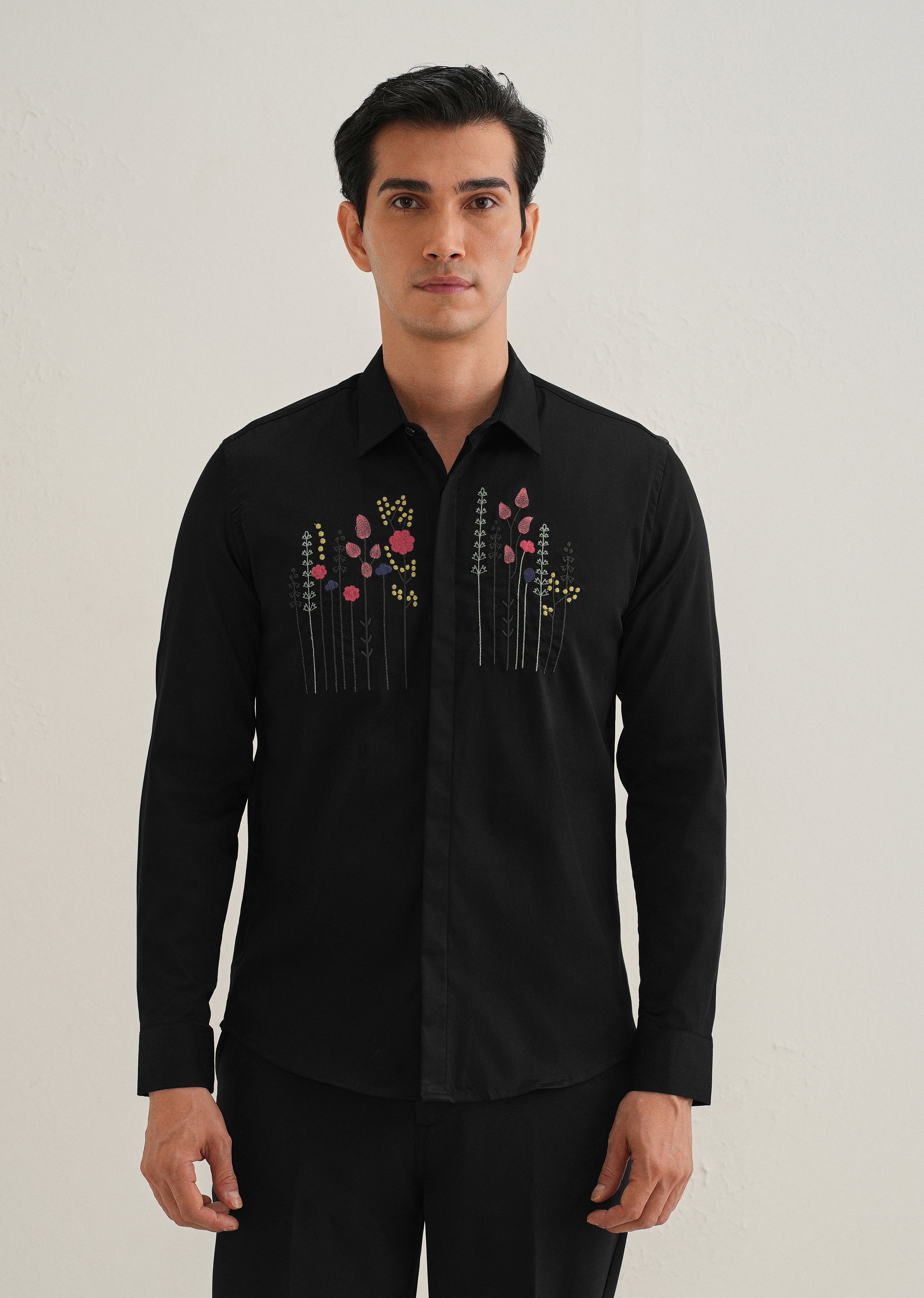 Floral Artistry Black Shirt