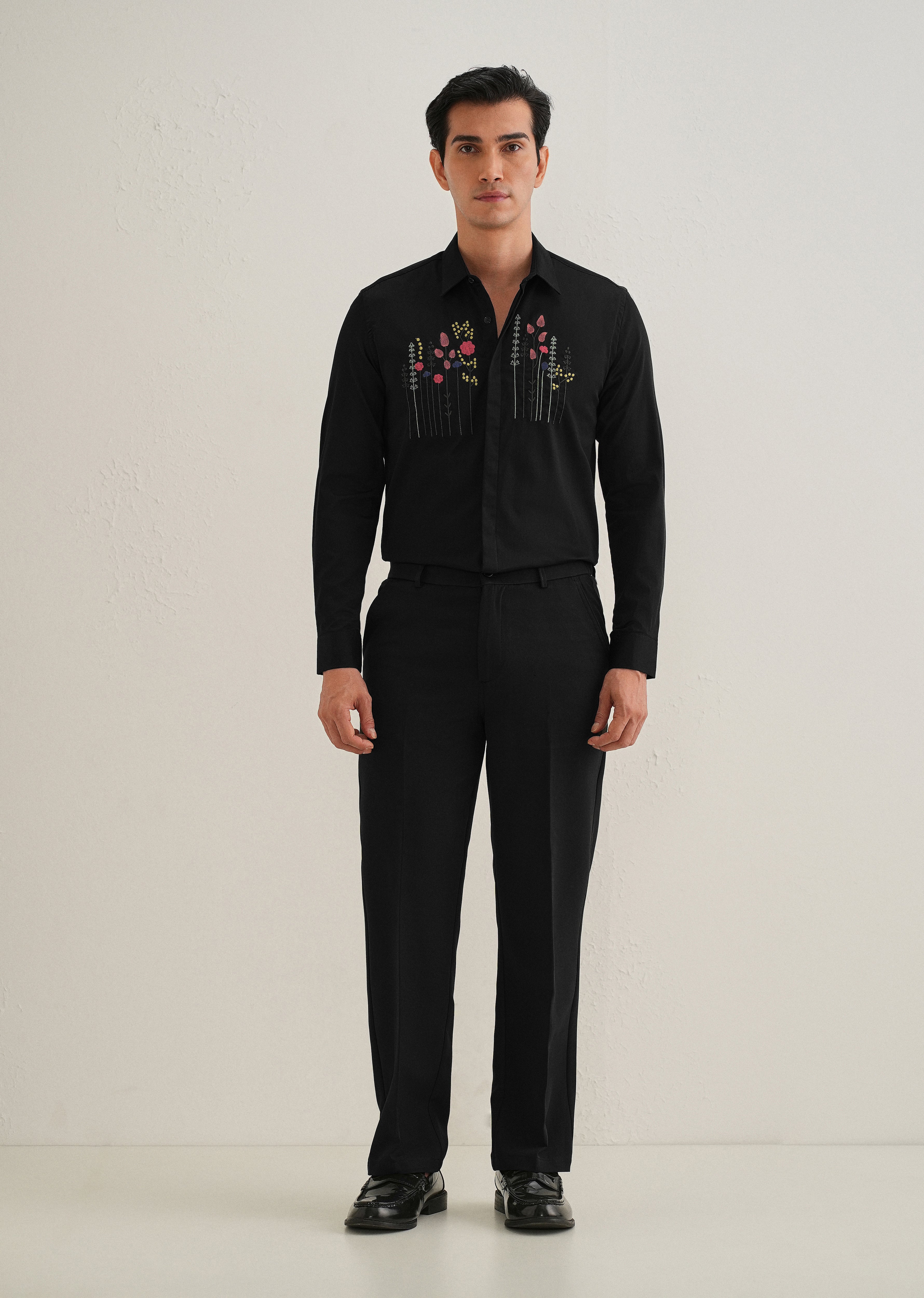 Floral Artistry Black Shirt