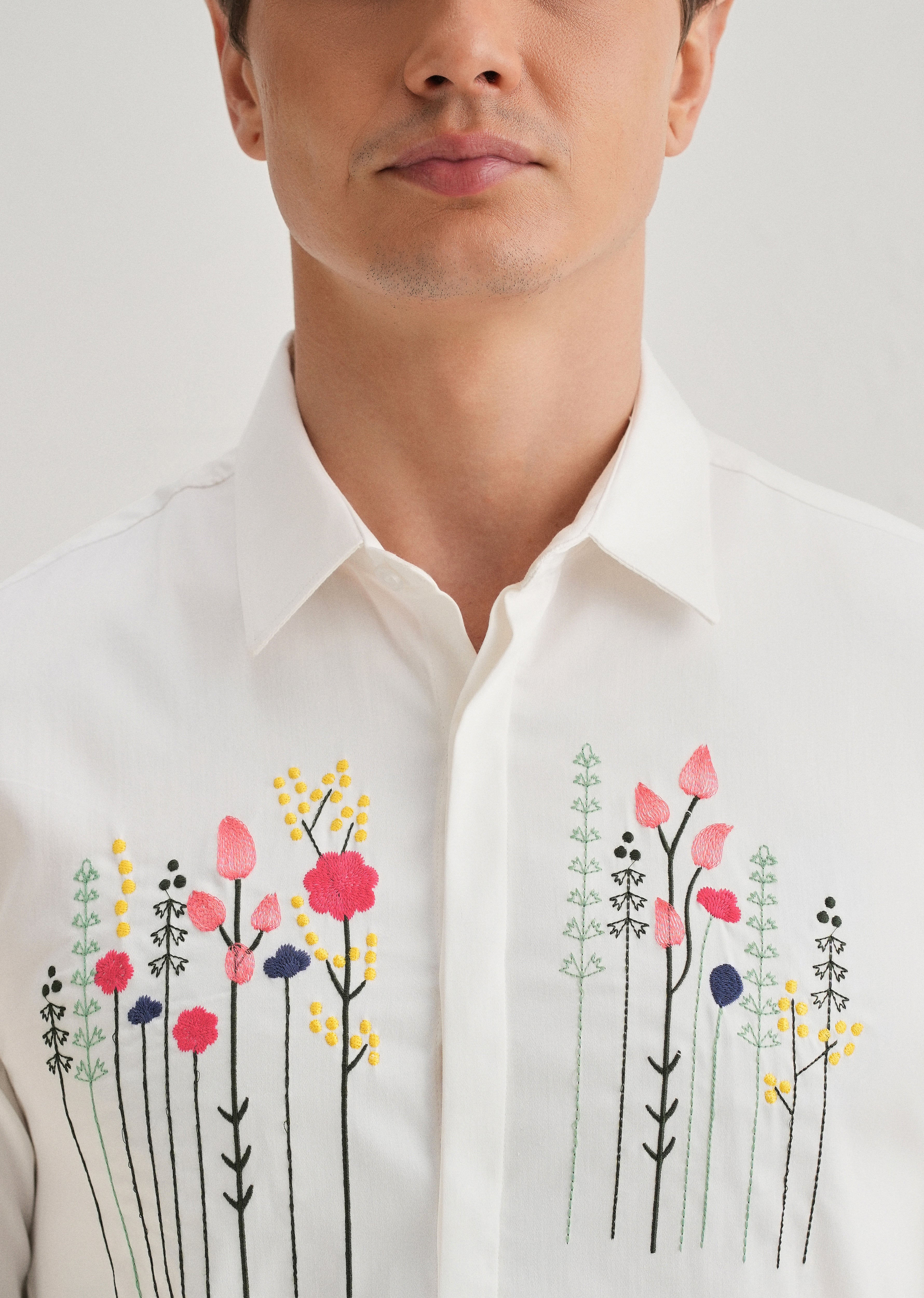 Floral Artistry White Shirt