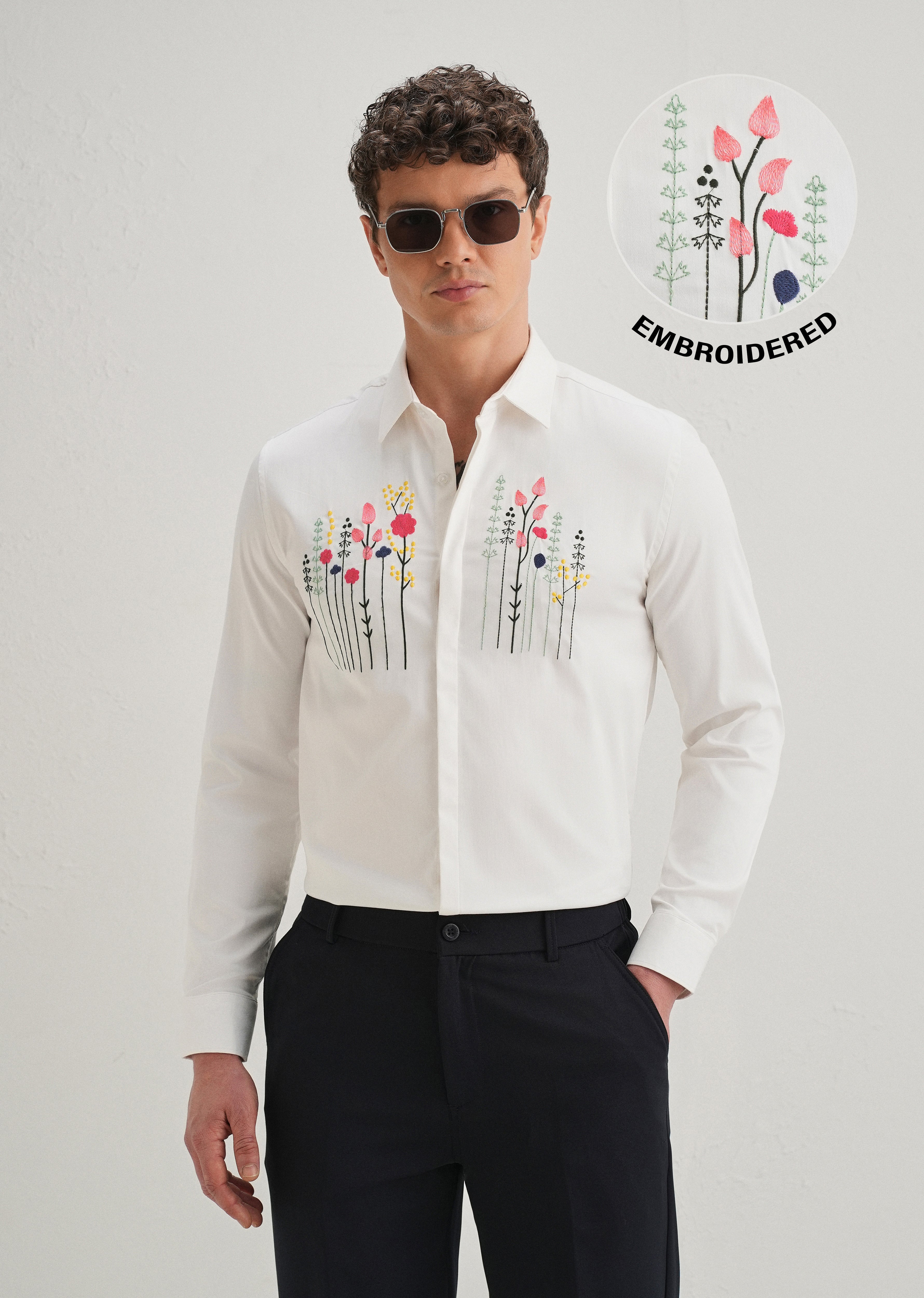 Floral Artistry White Shirt